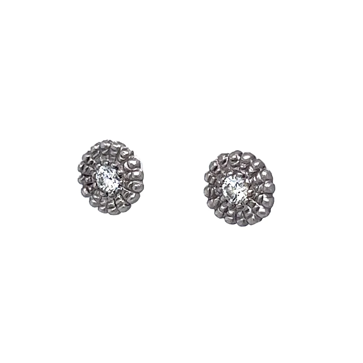 Textured Diamond Stud Earrings in 14k White Gold - Image 2