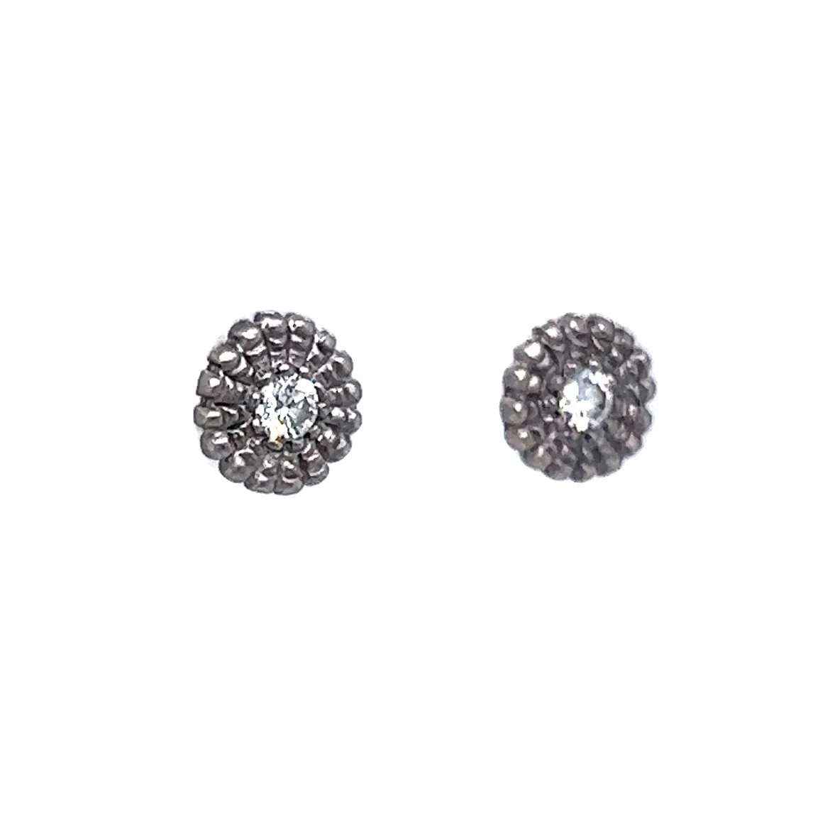 Textured Diamond Stud Earrings in 14k White Gold - Image 3