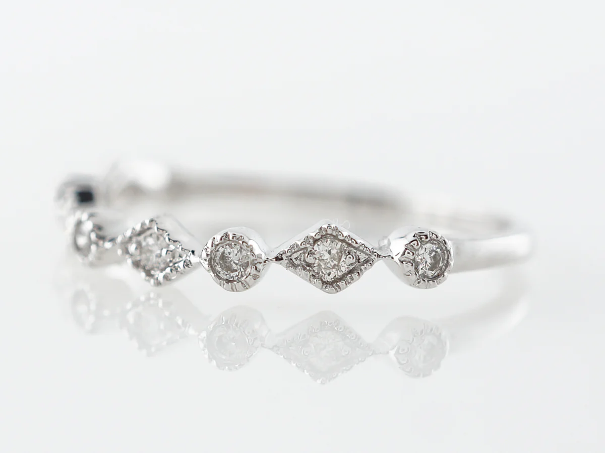 .08 Diamond Wedding Band in 14k White Gold - Image 2