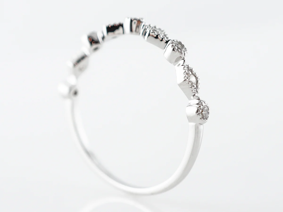 .08 Diamond Wedding Band in 14k White Gold - Image 5