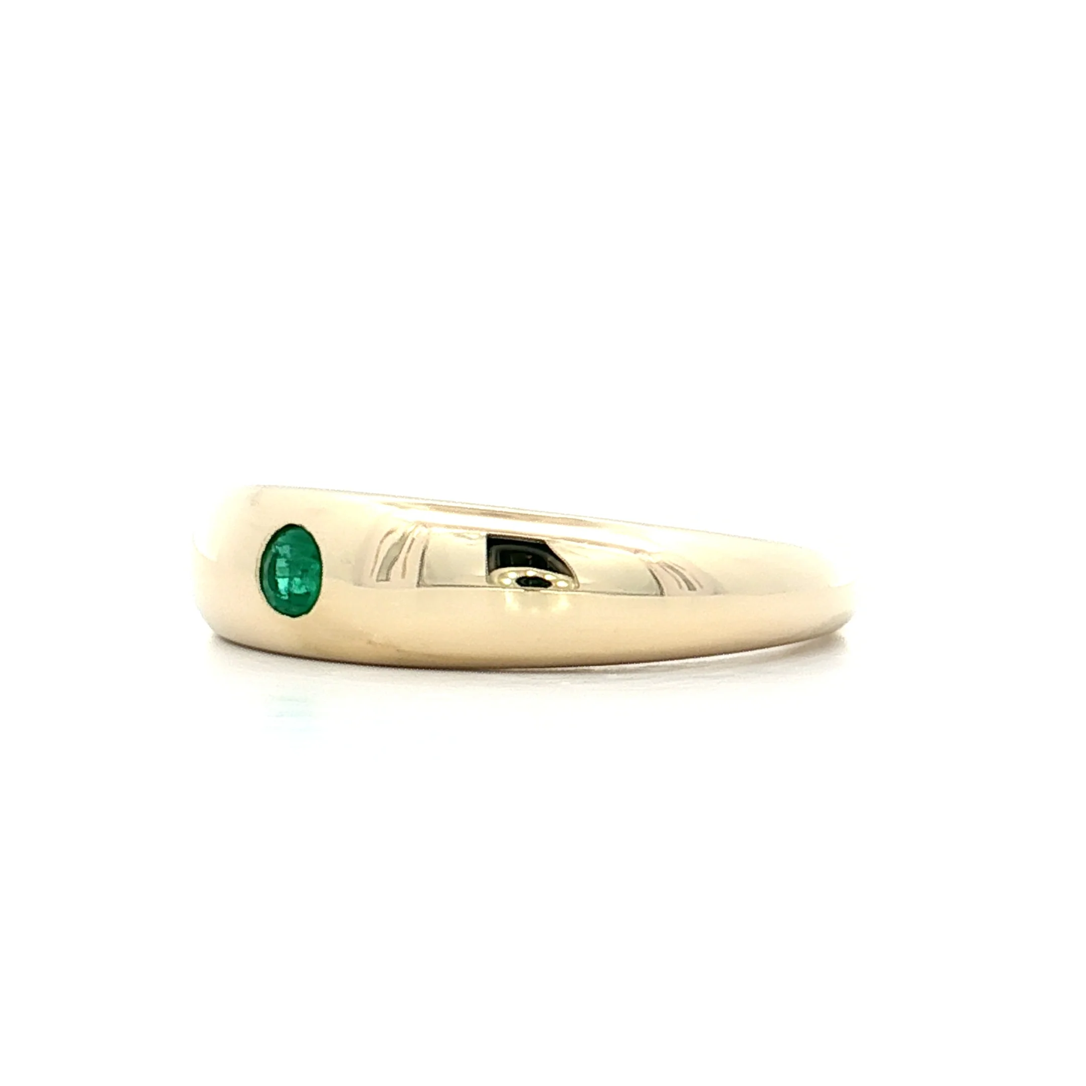 .08 Flush Set Emerald Stacking Ring 14k Yellow Gold - Image 2