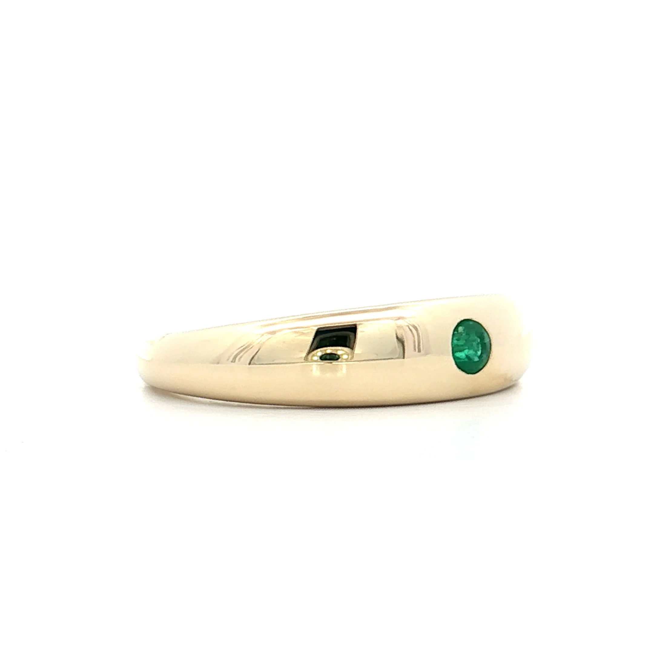 .08 Flush Set Emerald Stacking Ring 14k Yellow Gold - Image 3
