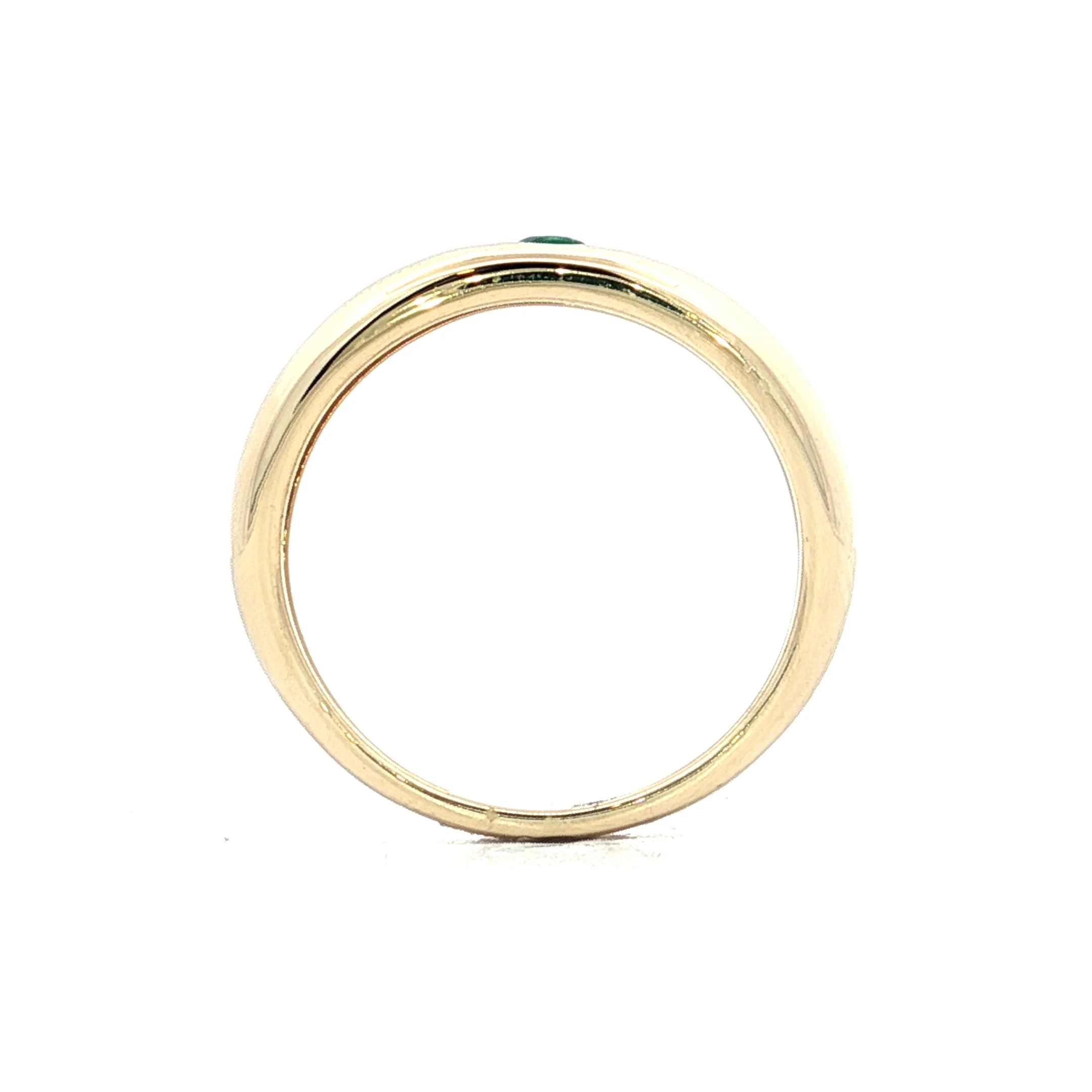 .08 Flush Set Emerald Stacking Ring 14k Yellow Gold - Image 4