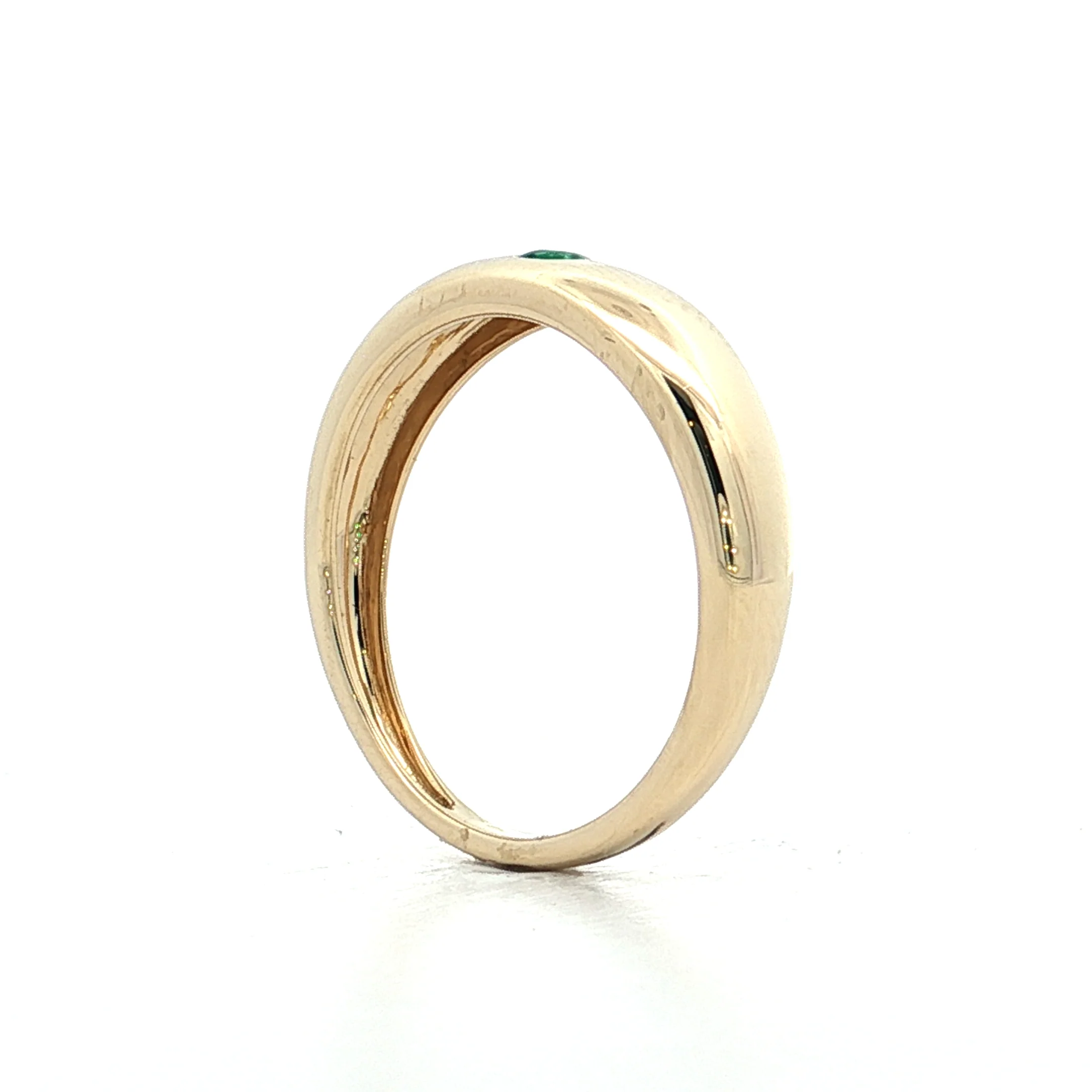 .08 Flush Set Emerald Stacking Ring 14k Yellow Gold - Image 5
