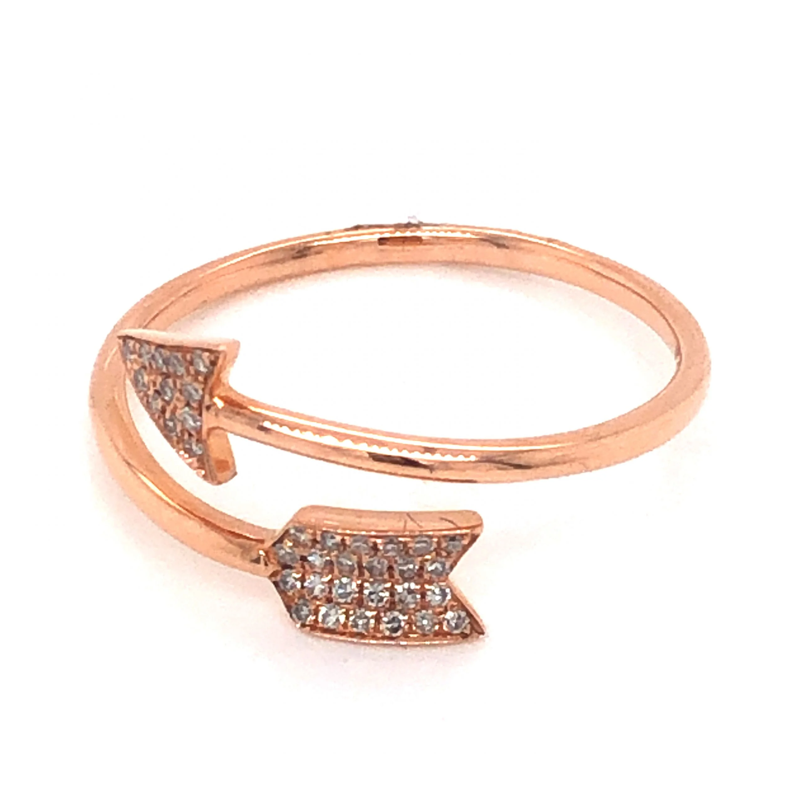 .08 Pave Arrow Diamond Stacking Band in 14k Rose Gold - Image 2