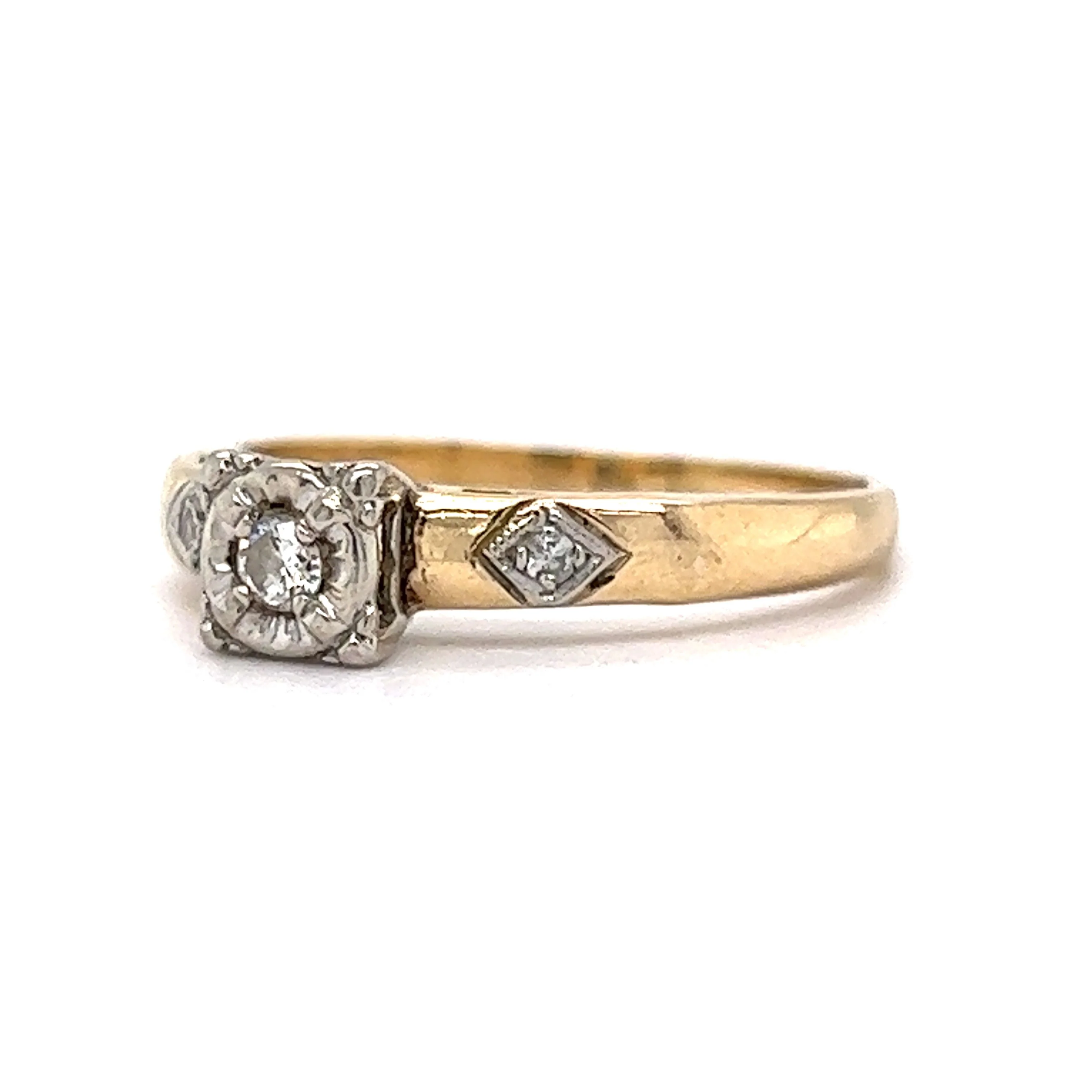 .08 Retro Diamond Engagement Ring in 14k Gold - Image 2