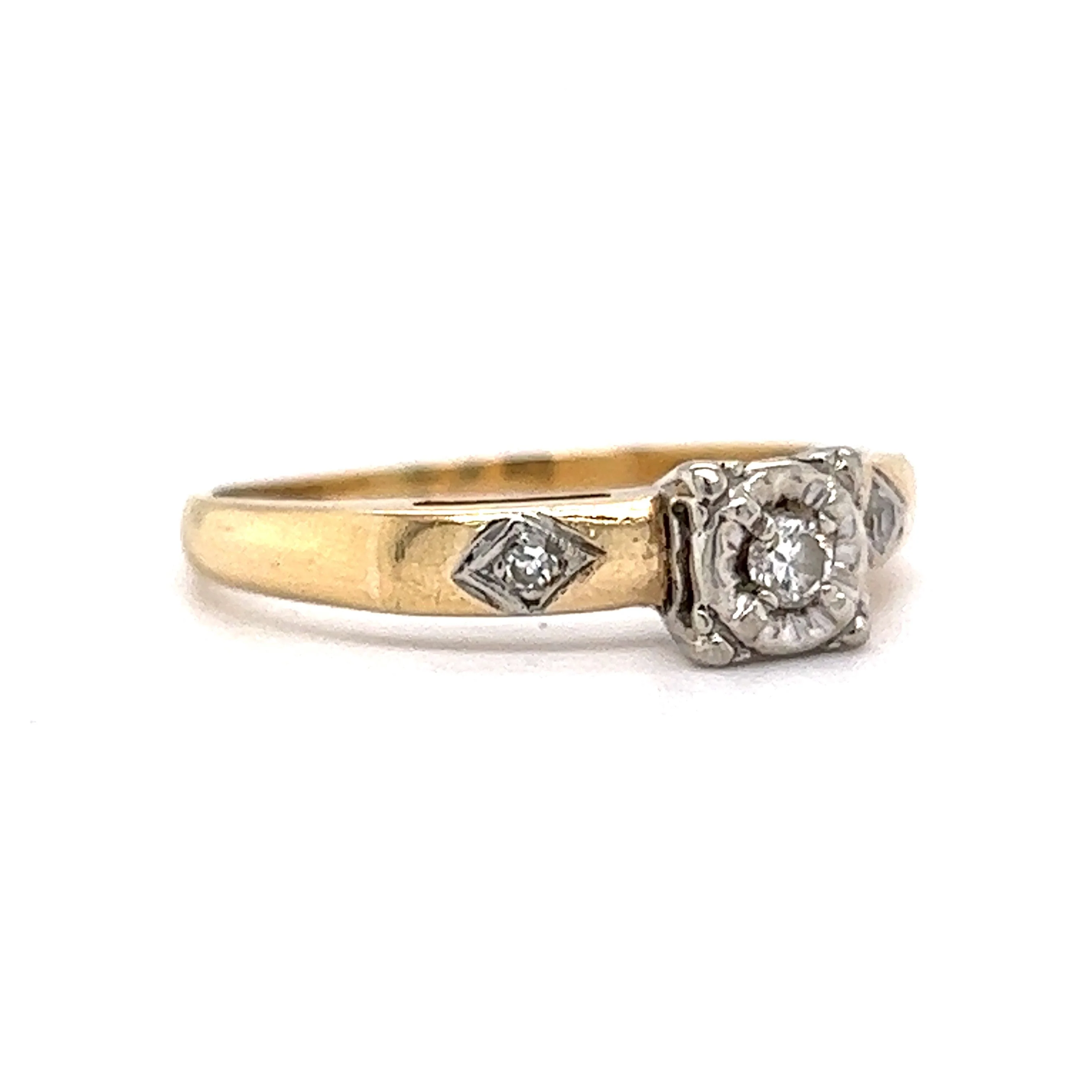 .08 Retro Diamond Engagement Ring in 14k Gold - Image 3