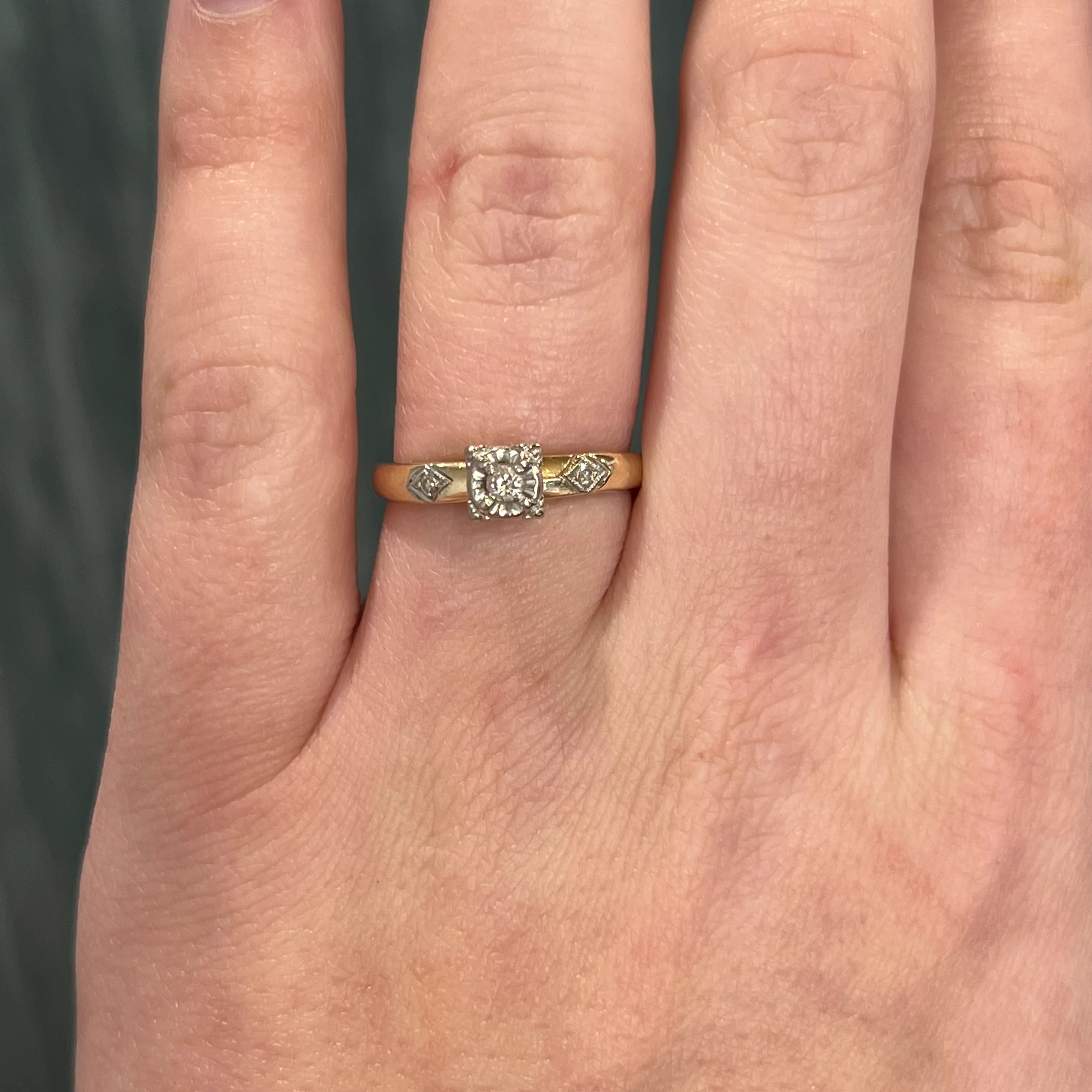 .08 Retro Diamond Engagement Ring in 14k Gold - Image 6