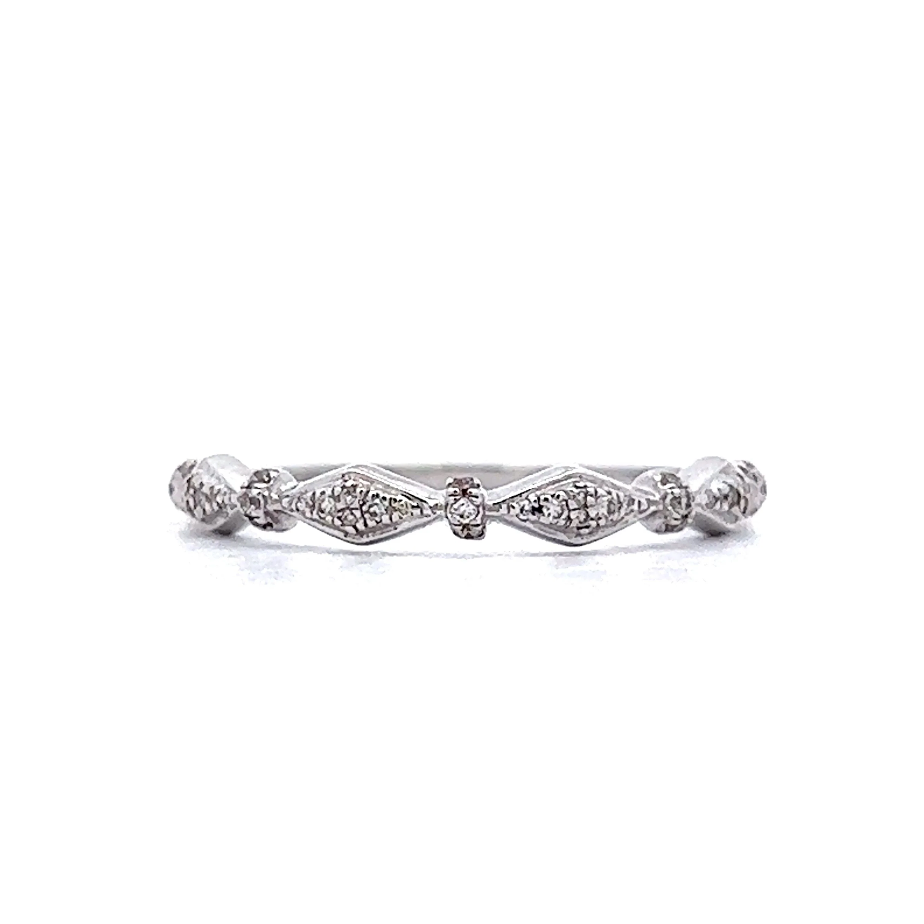 .08 Round Diamond Wedding Band in 14k White Gold