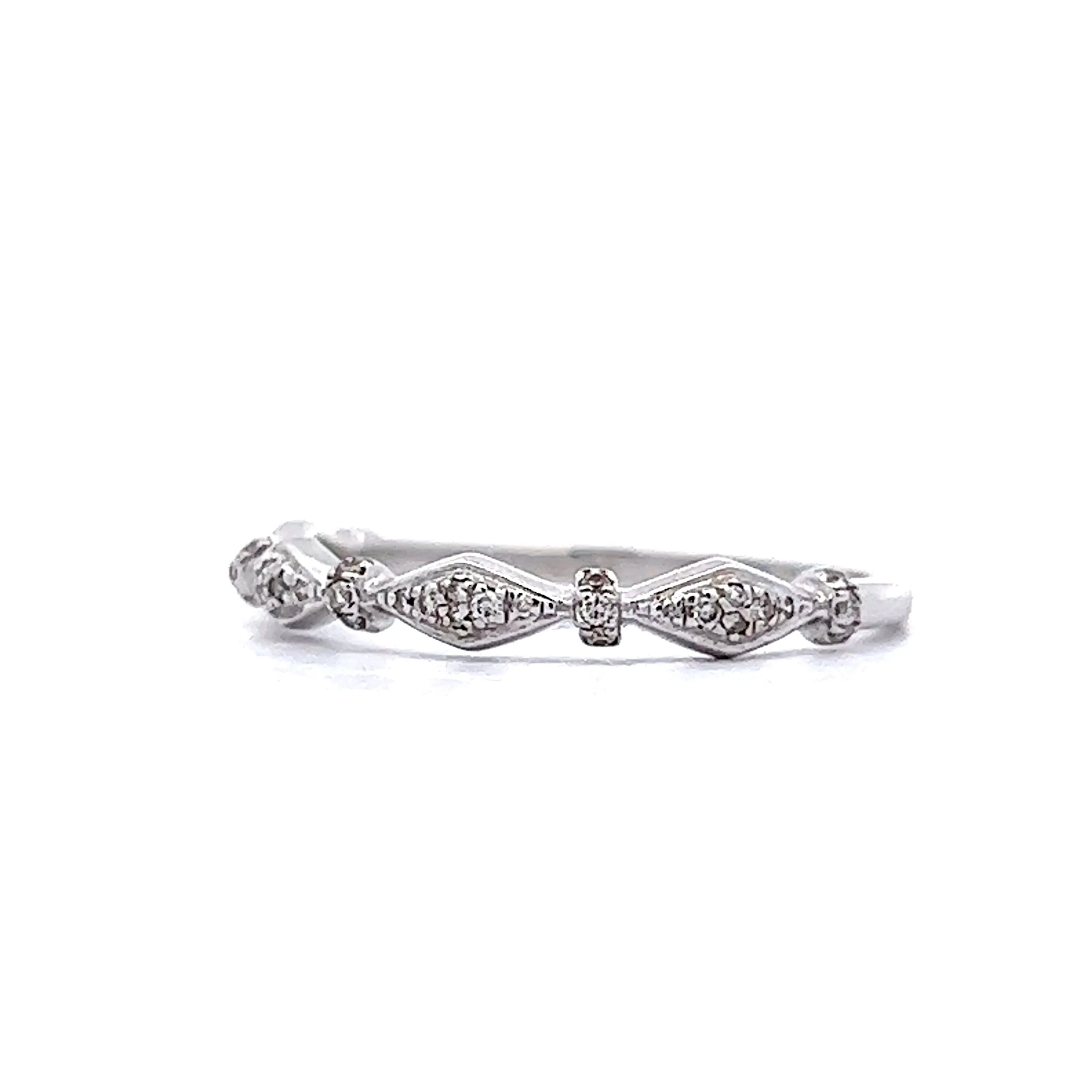 .08 Round Diamond Wedding Band in 14k White Gold - Image 2