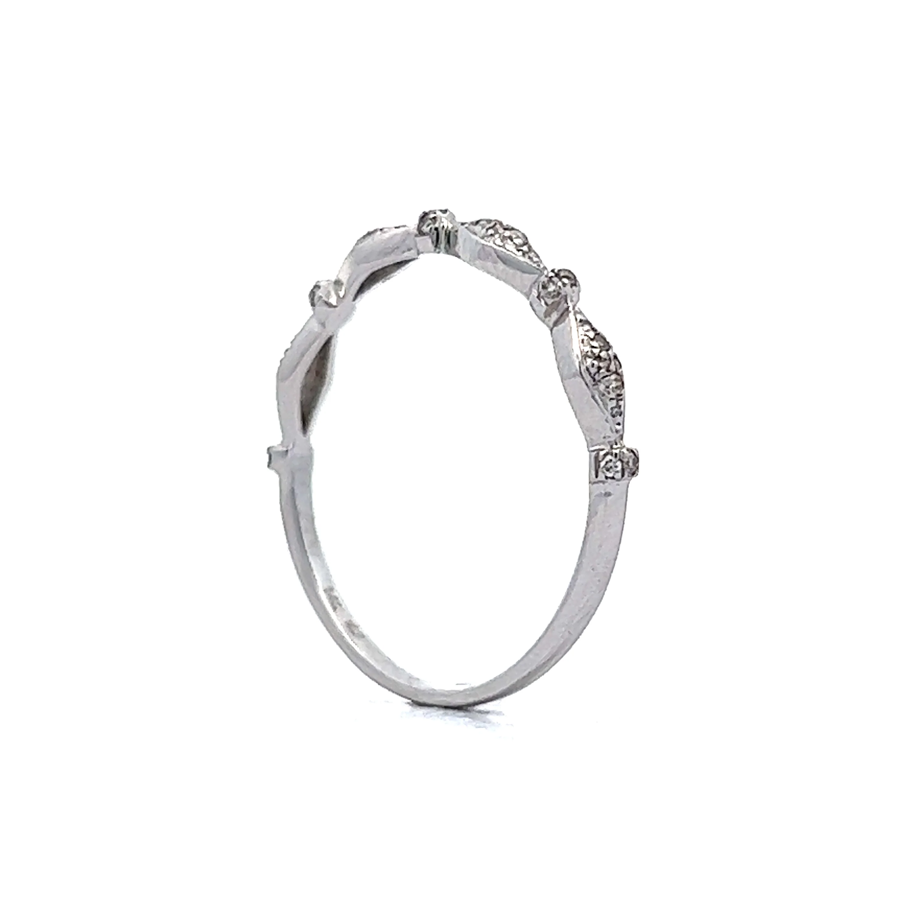 .08 Round Diamond Wedding Band in 14k White Gold - Image 5