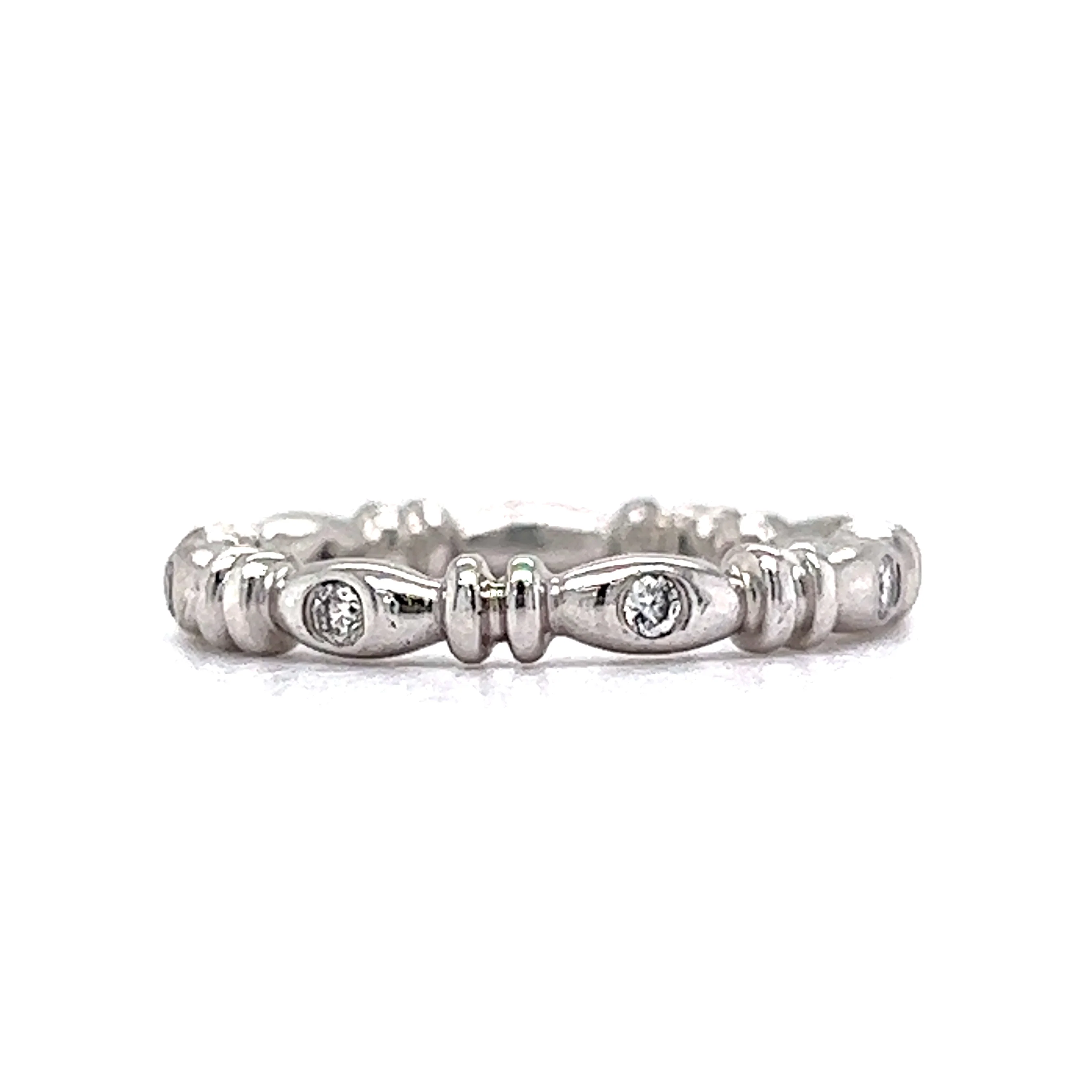 .08 Wedding Band Round Brilliant Cut Diamonds in 14k White Gold - Image 2