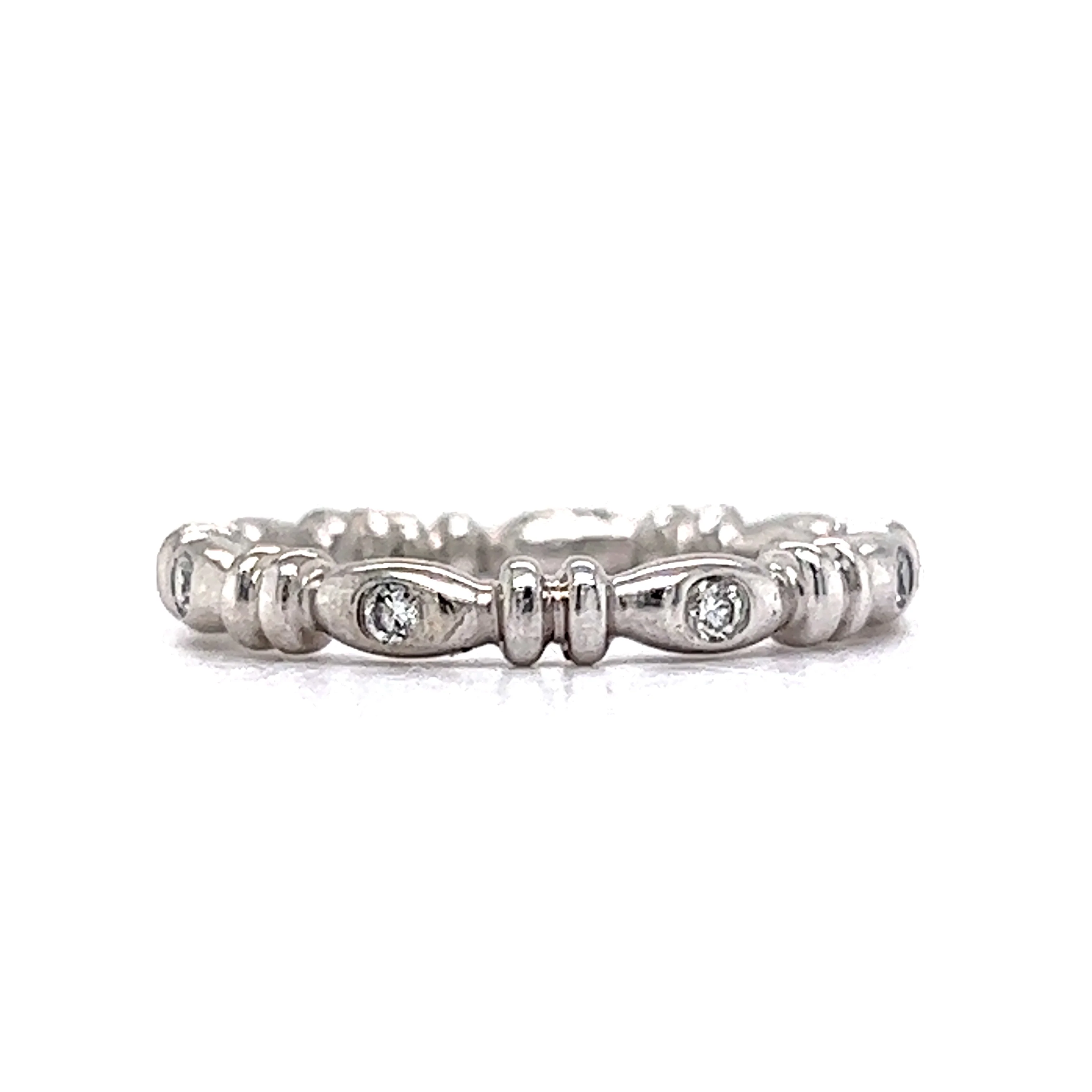 .08 Wedding Band Round Brilliant Cut Diamonds in 14k White Gold - Image 3