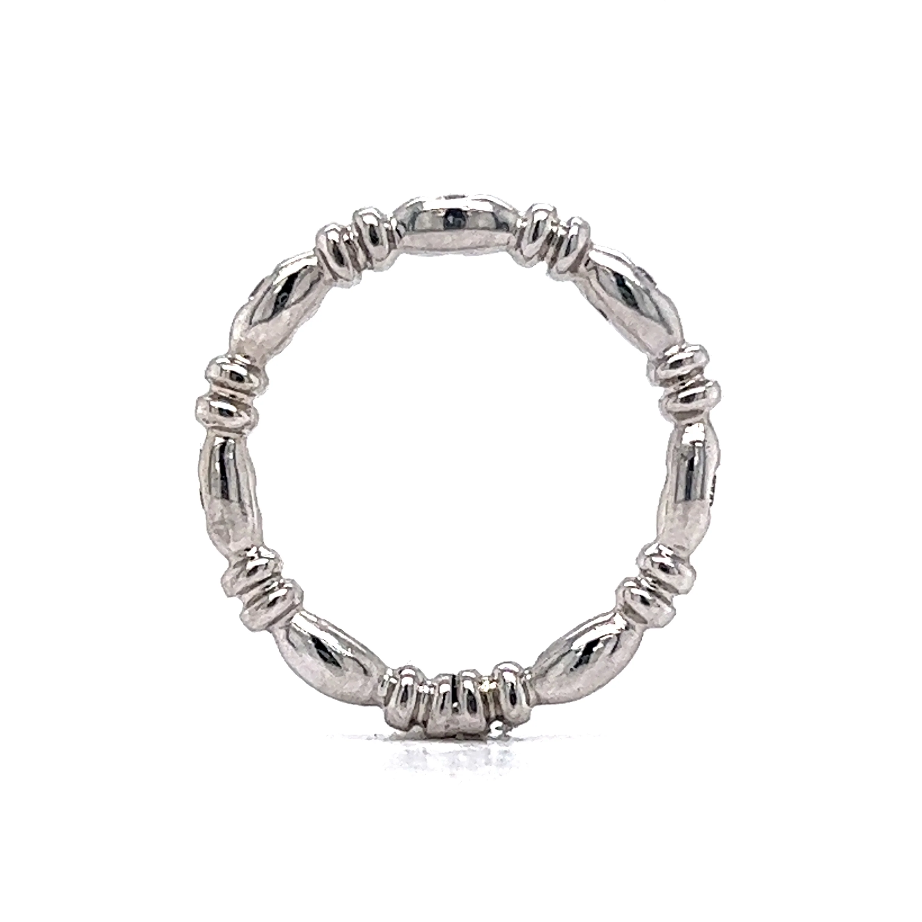 .08 Wedding Band Round Brilliant Cut Diamonds in 14k White Gold - Image 4