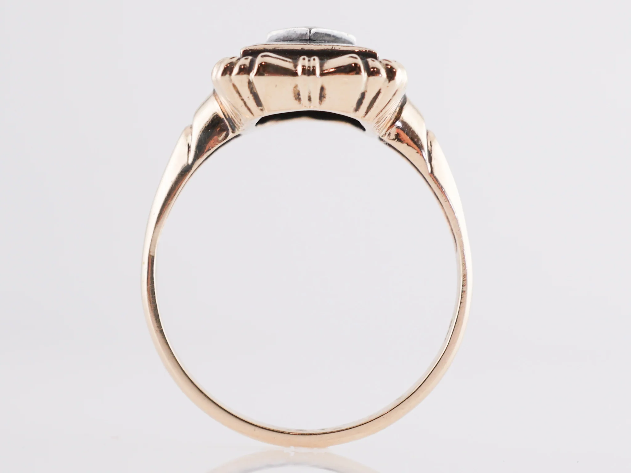 .09 Art Deco Diamond & Onyx Cocktail Ring 14k Yellow Gold - Image 4