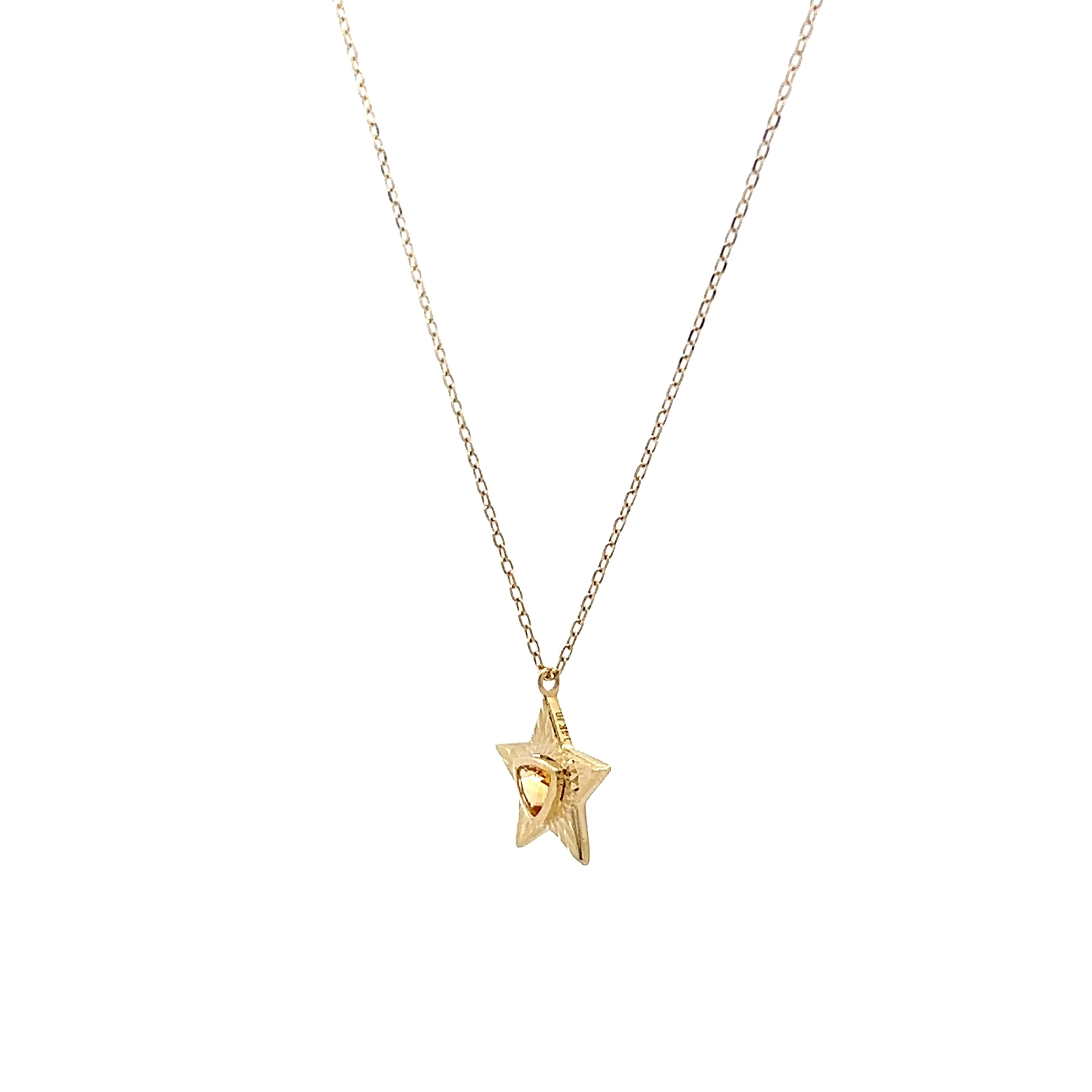 .09 Citrine Star Pendant Necklace in 14k Yellow Gold - Image 2