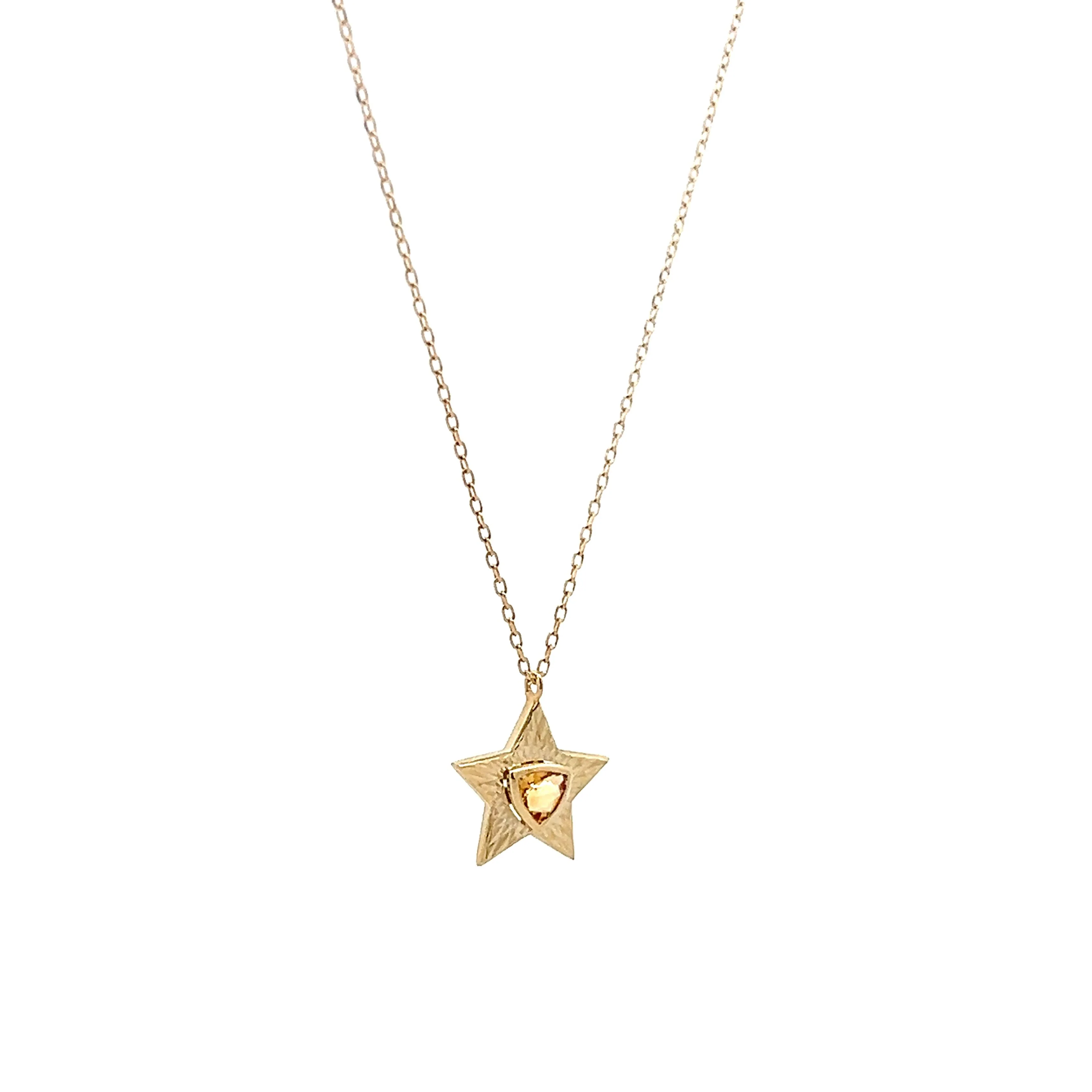 .09 Citrine Star Pendant Necklace in 14k Yellow Gold - Image 3