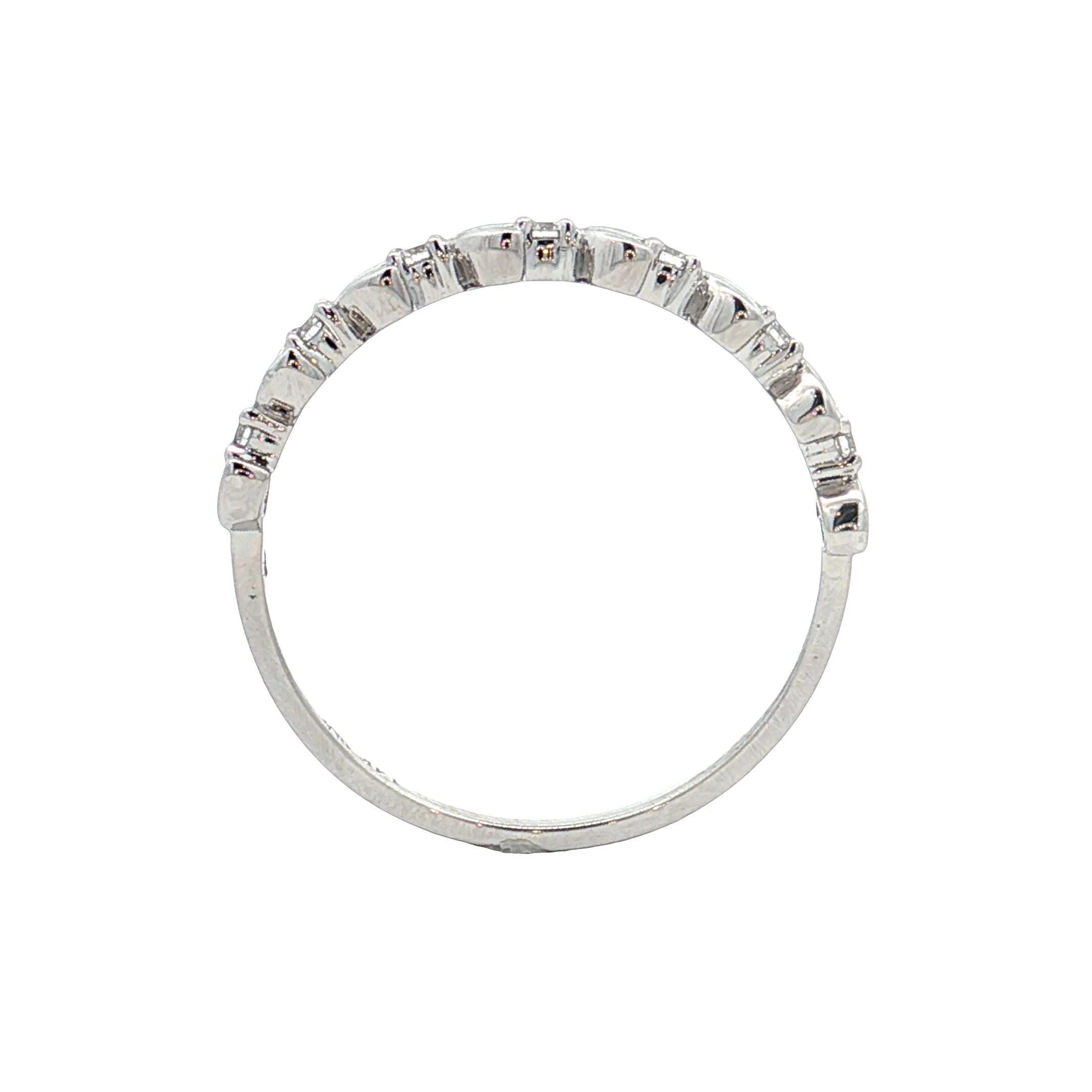 .09 Leaf Textured Diamond Wedding Band 14k - Image 4