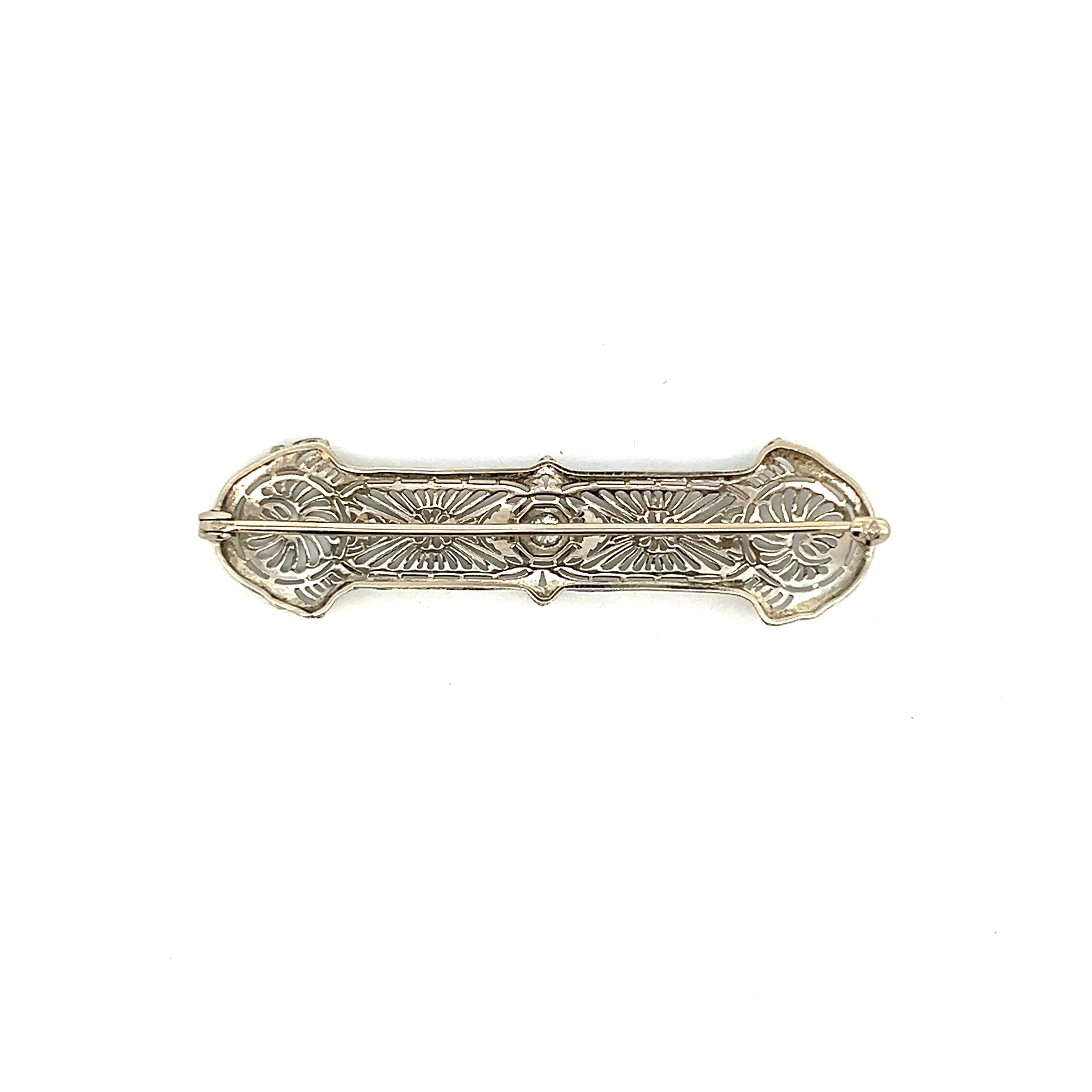 .09 Old European Diamond Filigree Brooch in 14k - Image 5