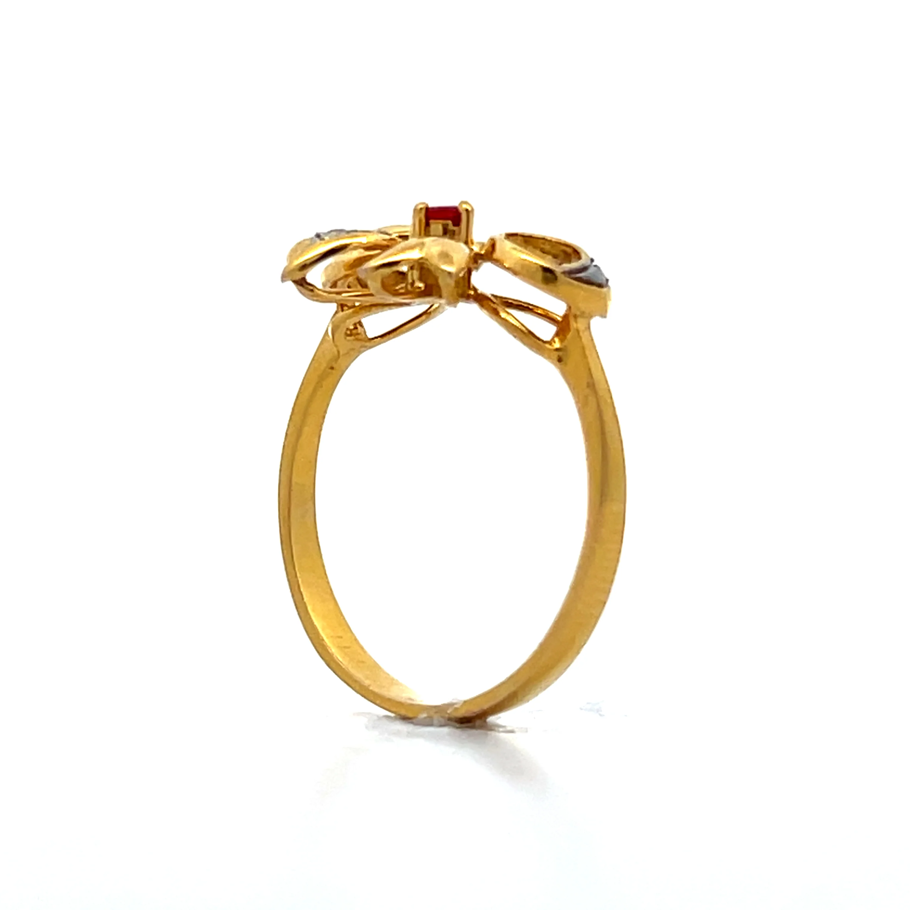 .09 Ruby & Diamond Cocktail Ring in 14k Yellow Gold - Image 5