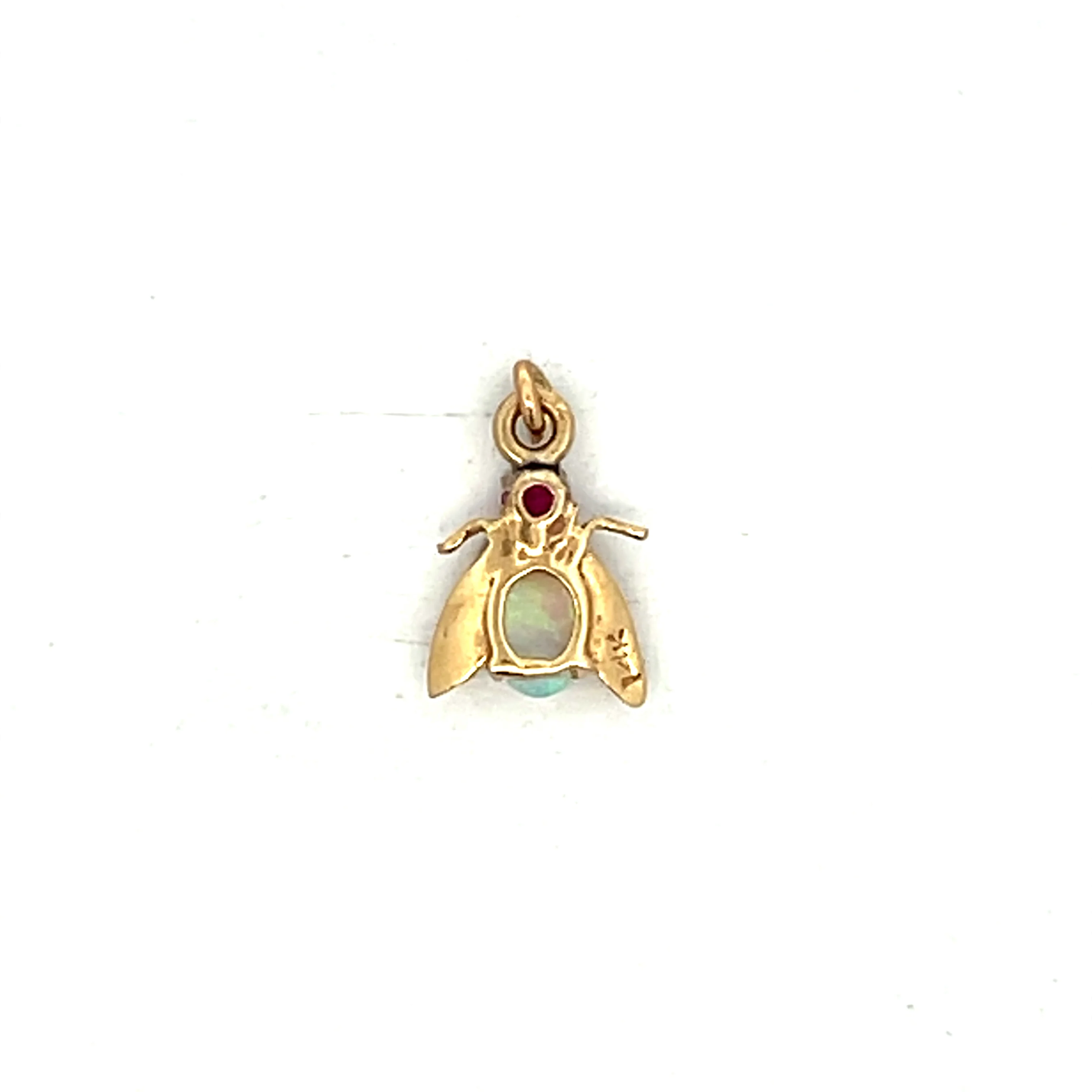 .09 Ruby & Opal Insect Charm in 14k Yellow Gold - Image 2
