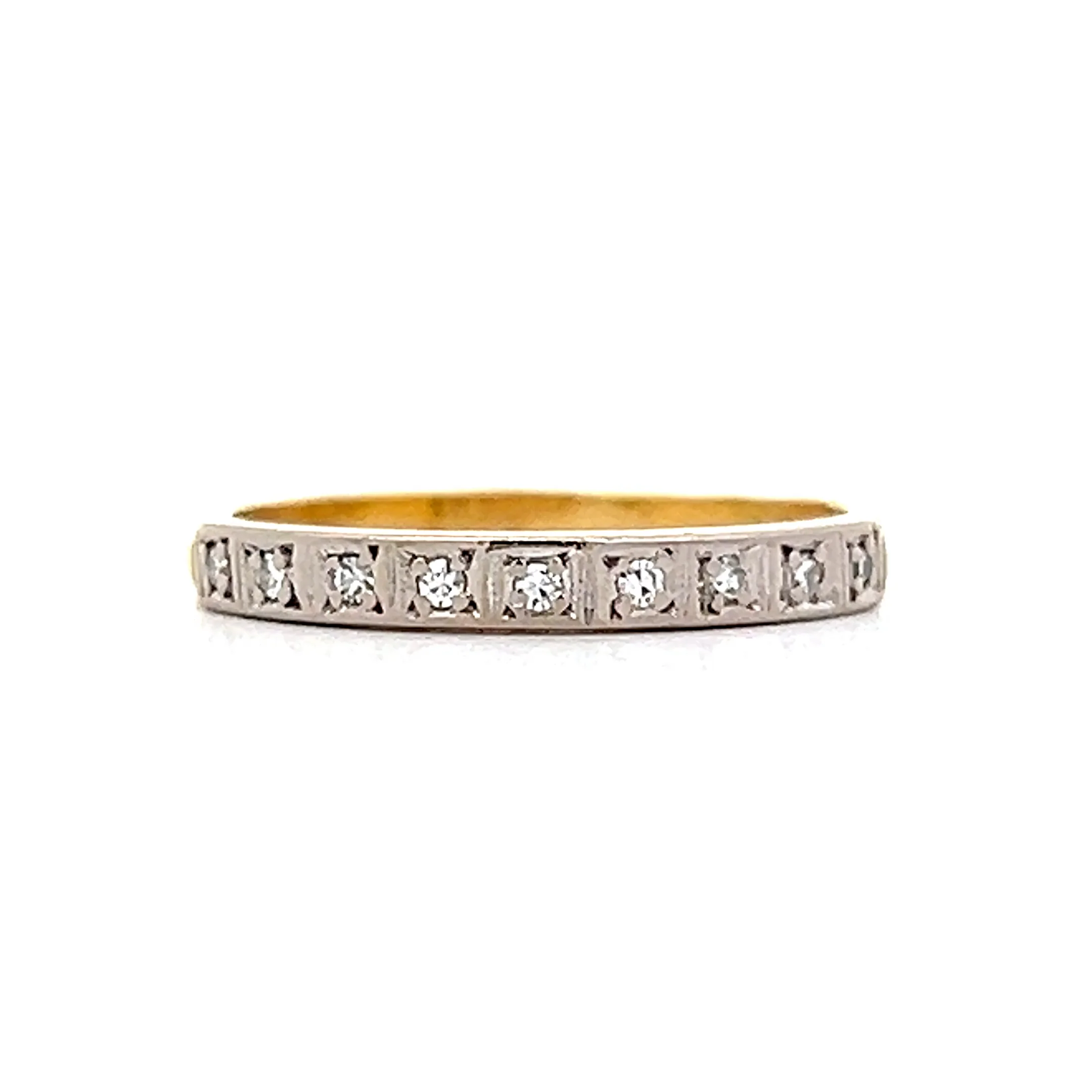 .09 Vintage Mid-Century Diamond Wedding Band in 18k