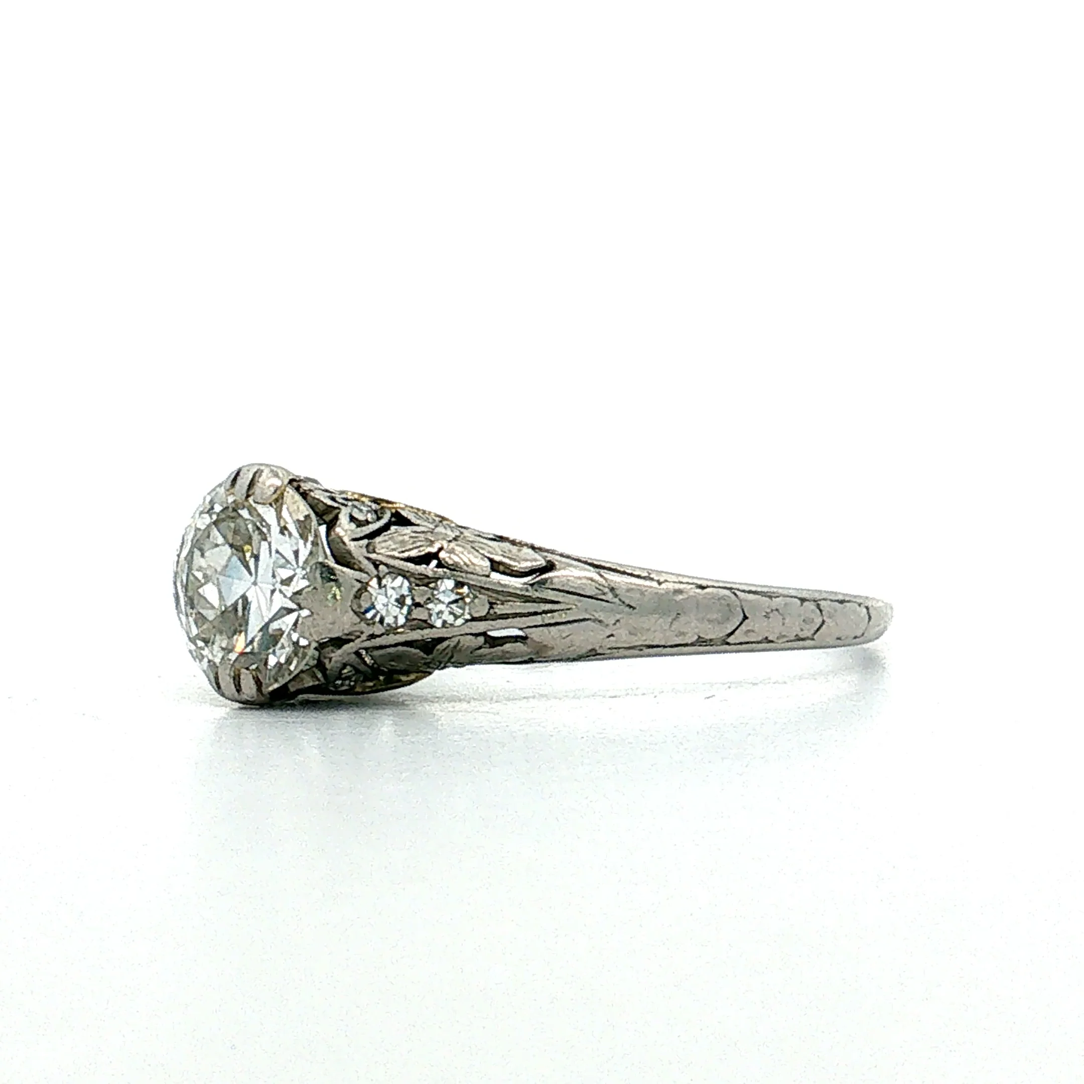 1.00 Art Deco Diamond Engagement Ring Platinum - Image 2