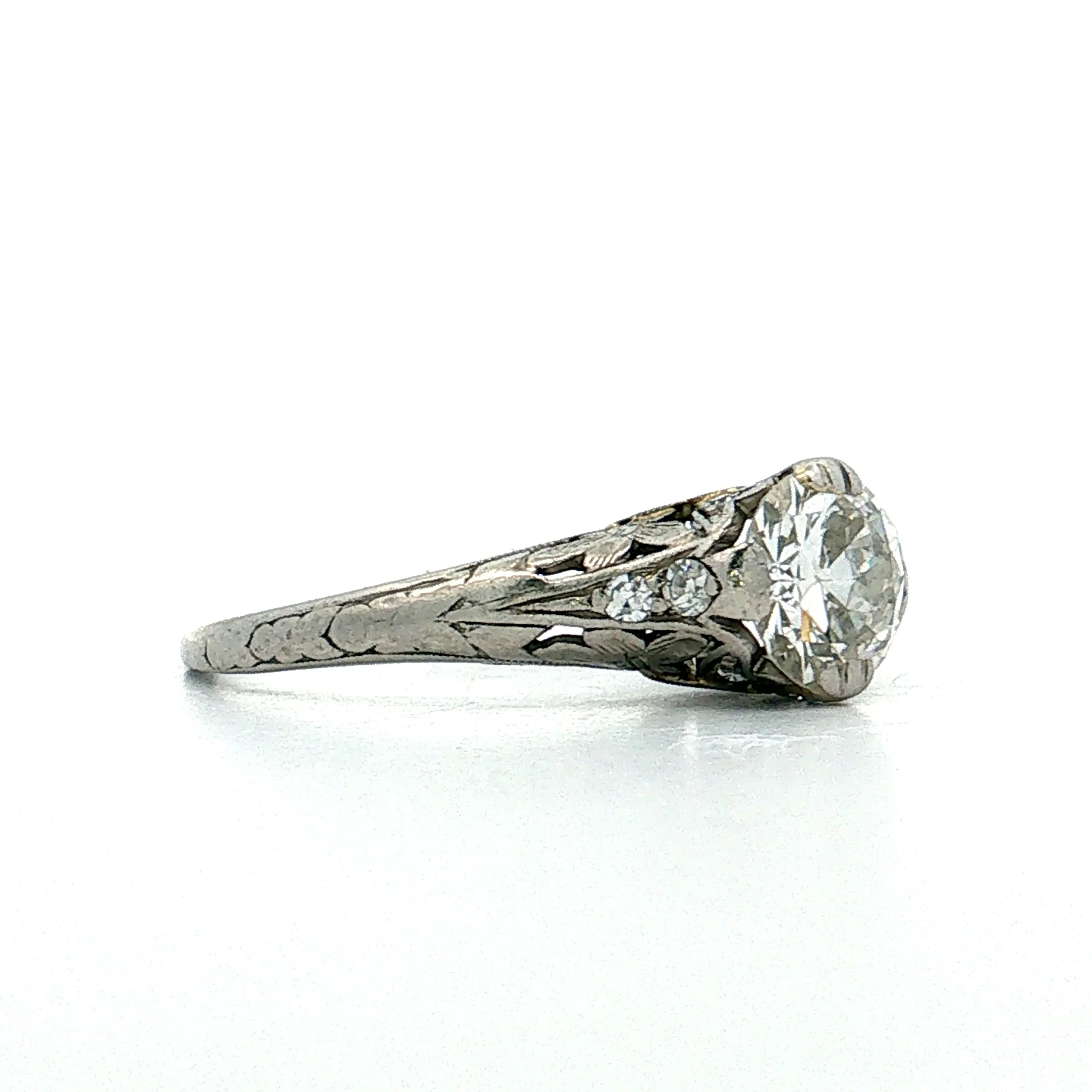 1.00 Art Deco Diamond Engagement Ring Platinum - Image 3