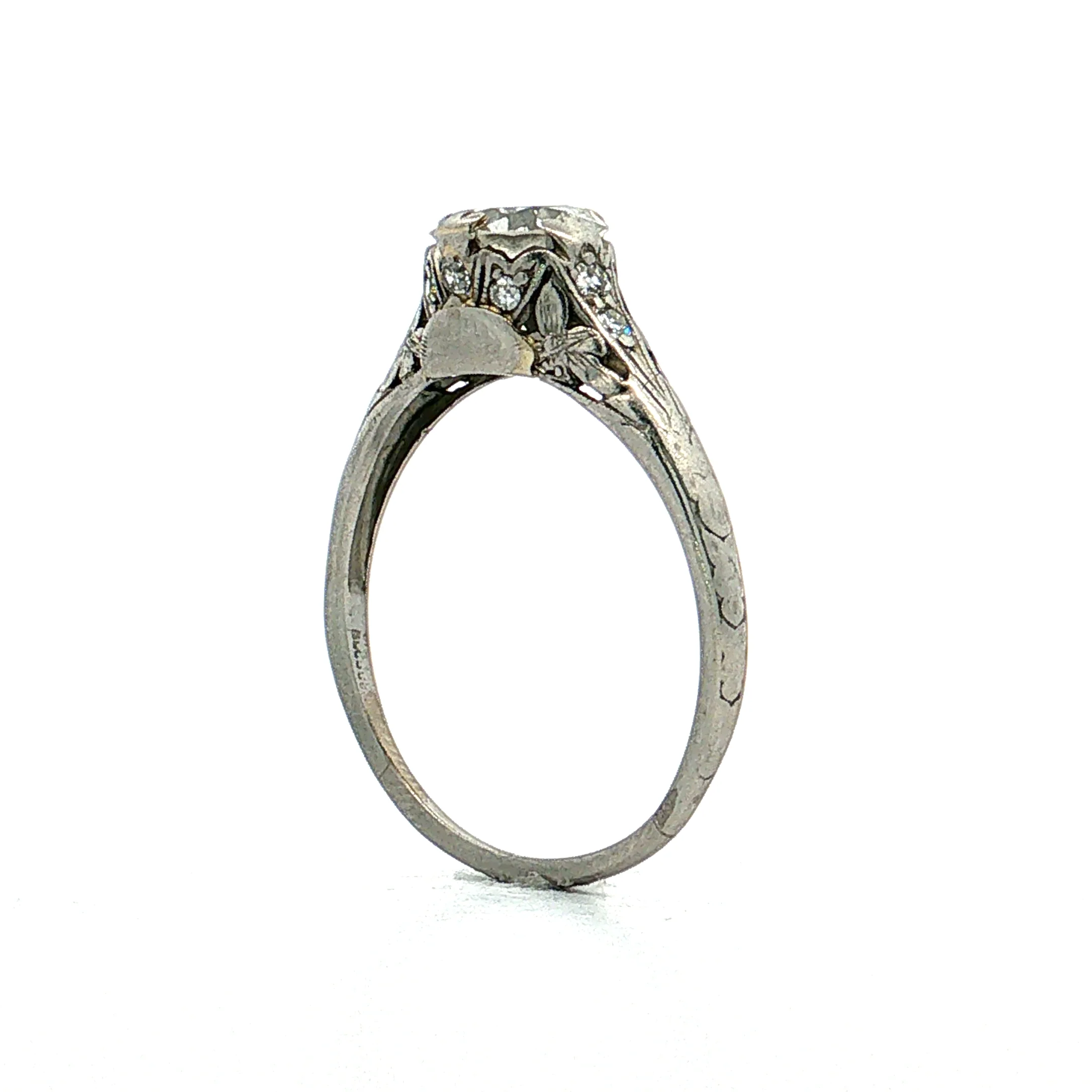 1.00 Art Deco Diamond Engagement Ring Platinum - Image 5