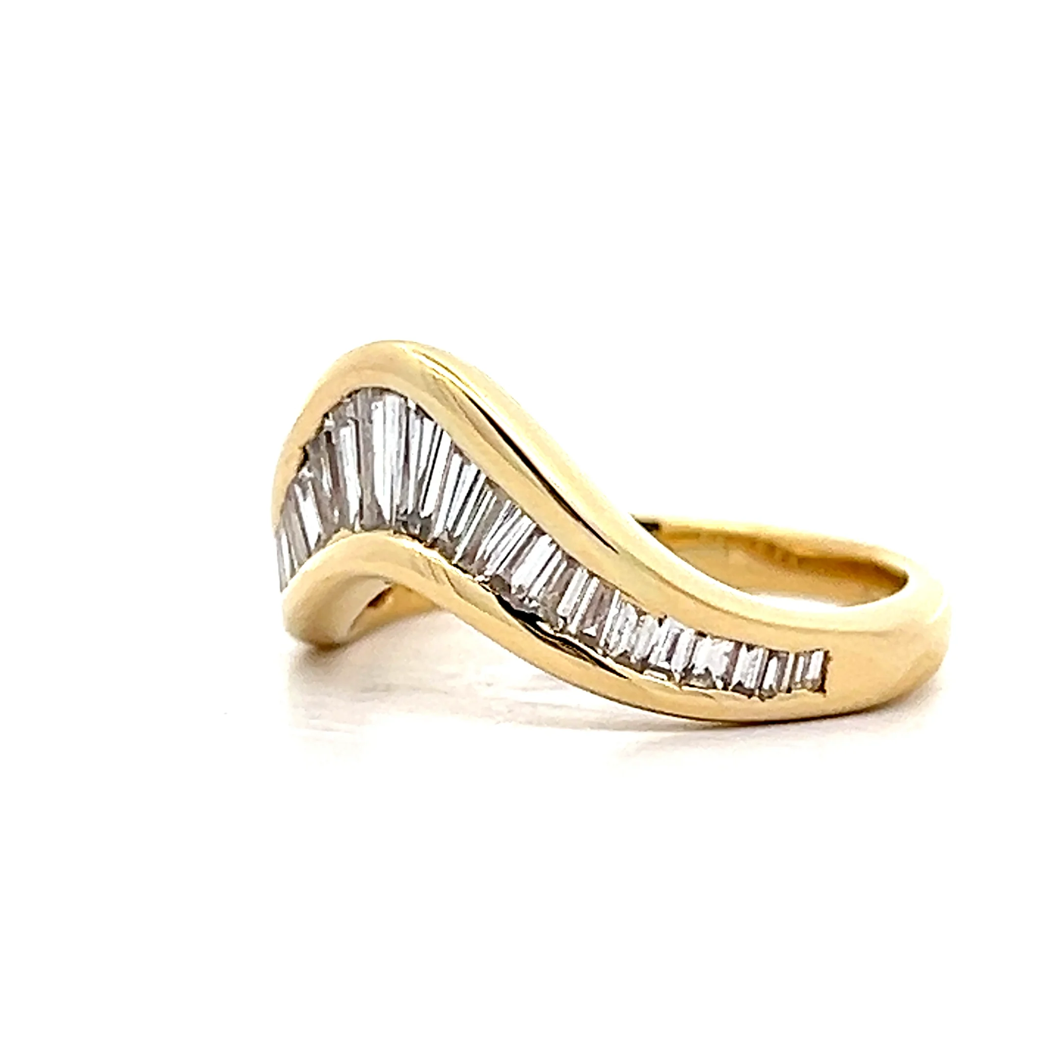 1.00 Baguette Diamond Contour Band in 18k - Image 2