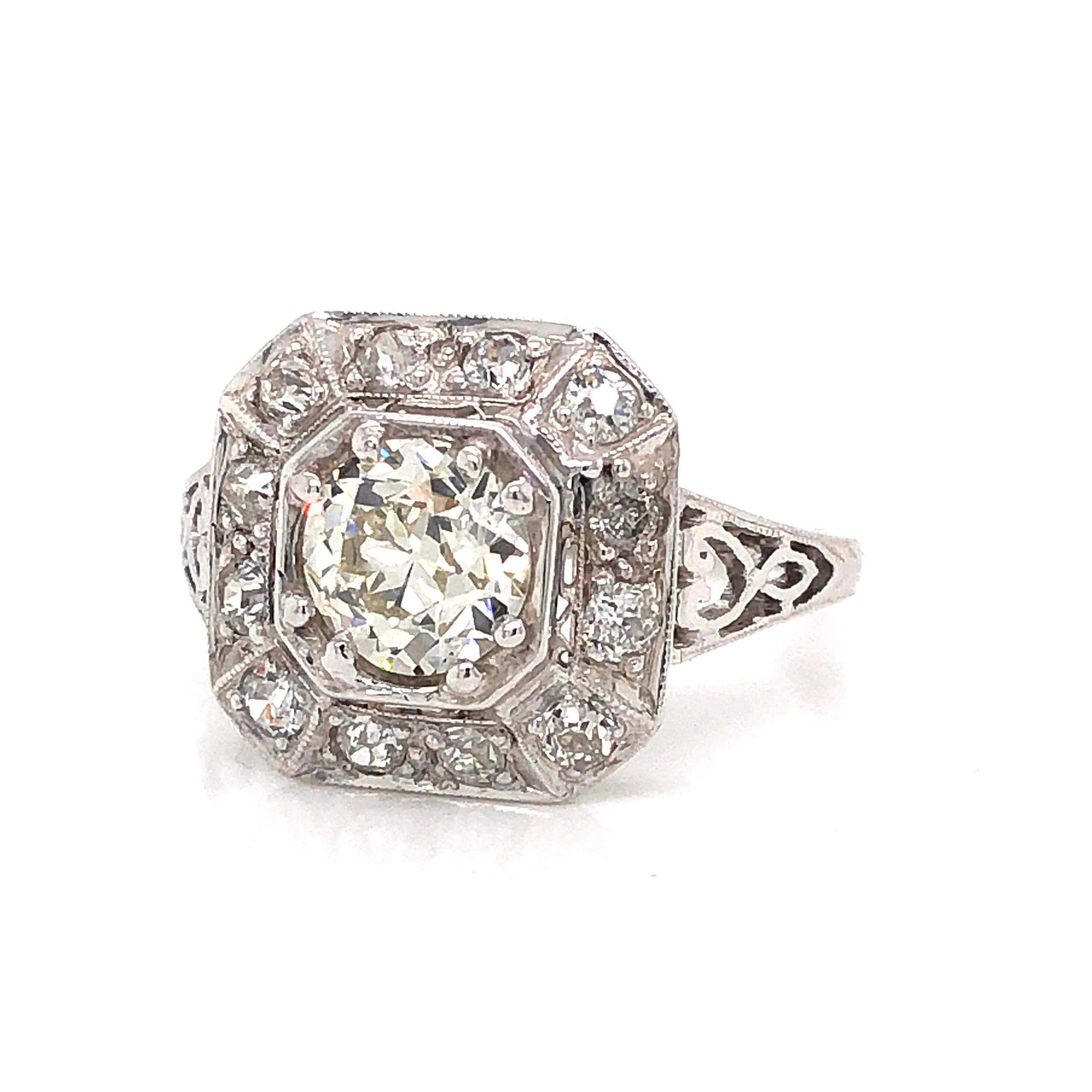 1.00 Carat Art Deco Diamond Engagement Ring in 18k White Gold - Image 2