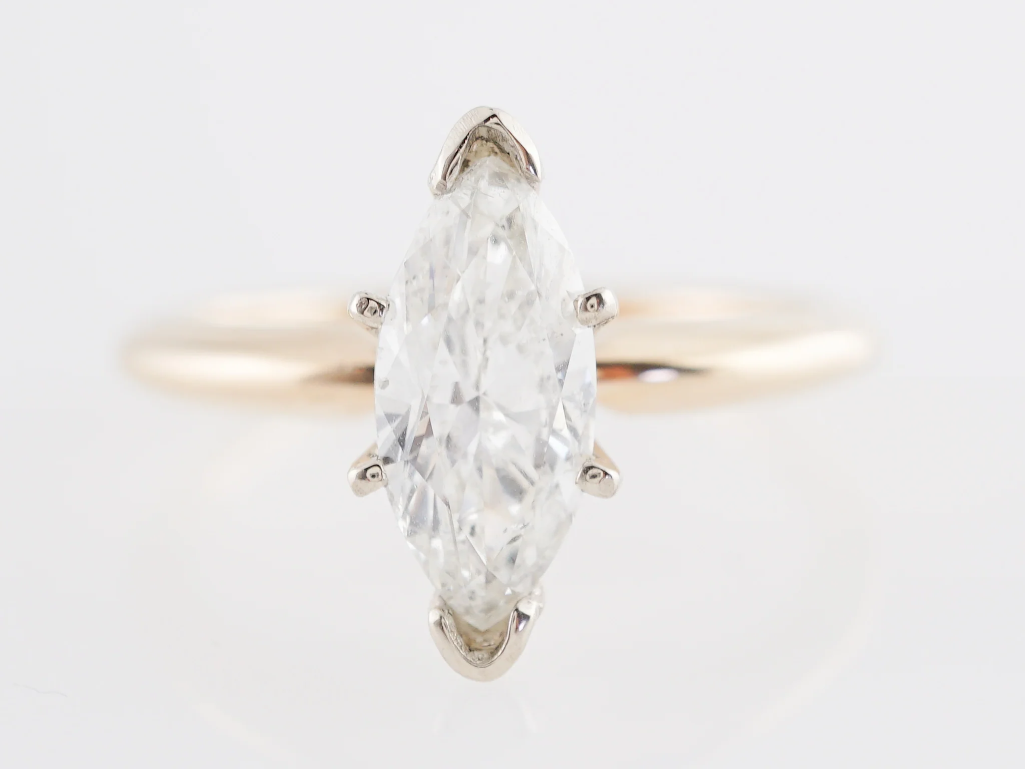 1.00 Carat Solitaire Marquise Cut Diamond Engagement Ring
