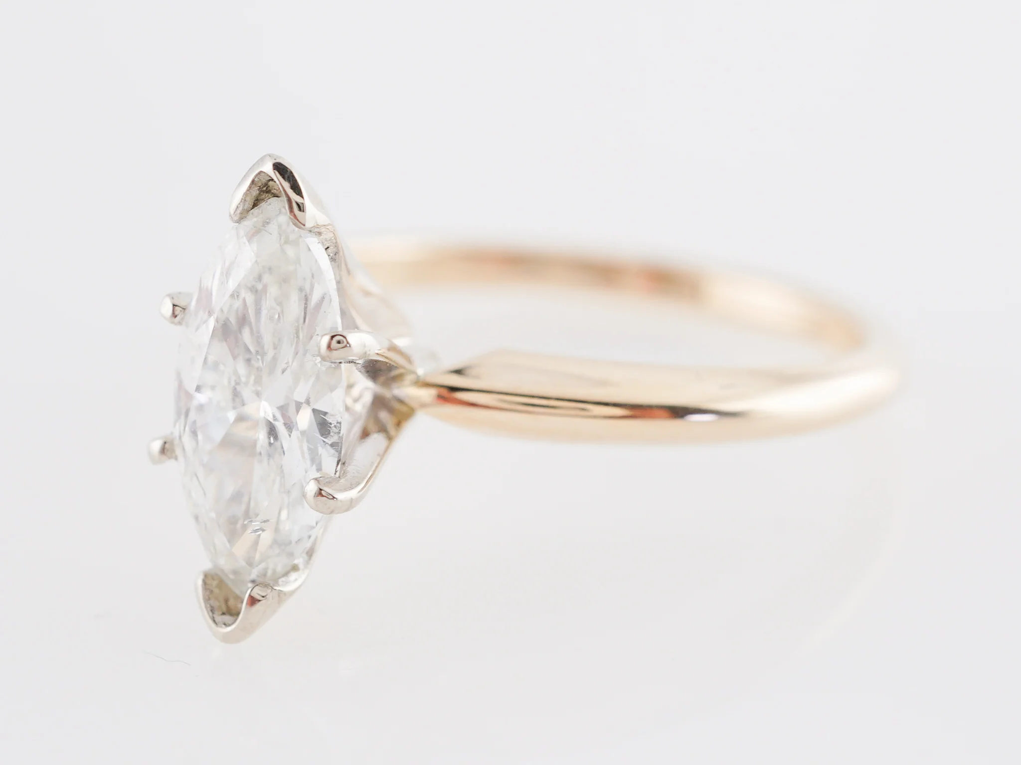 1.00 Carat Solitaire Marquise Cut Diamond Engagement Ring - Image 2