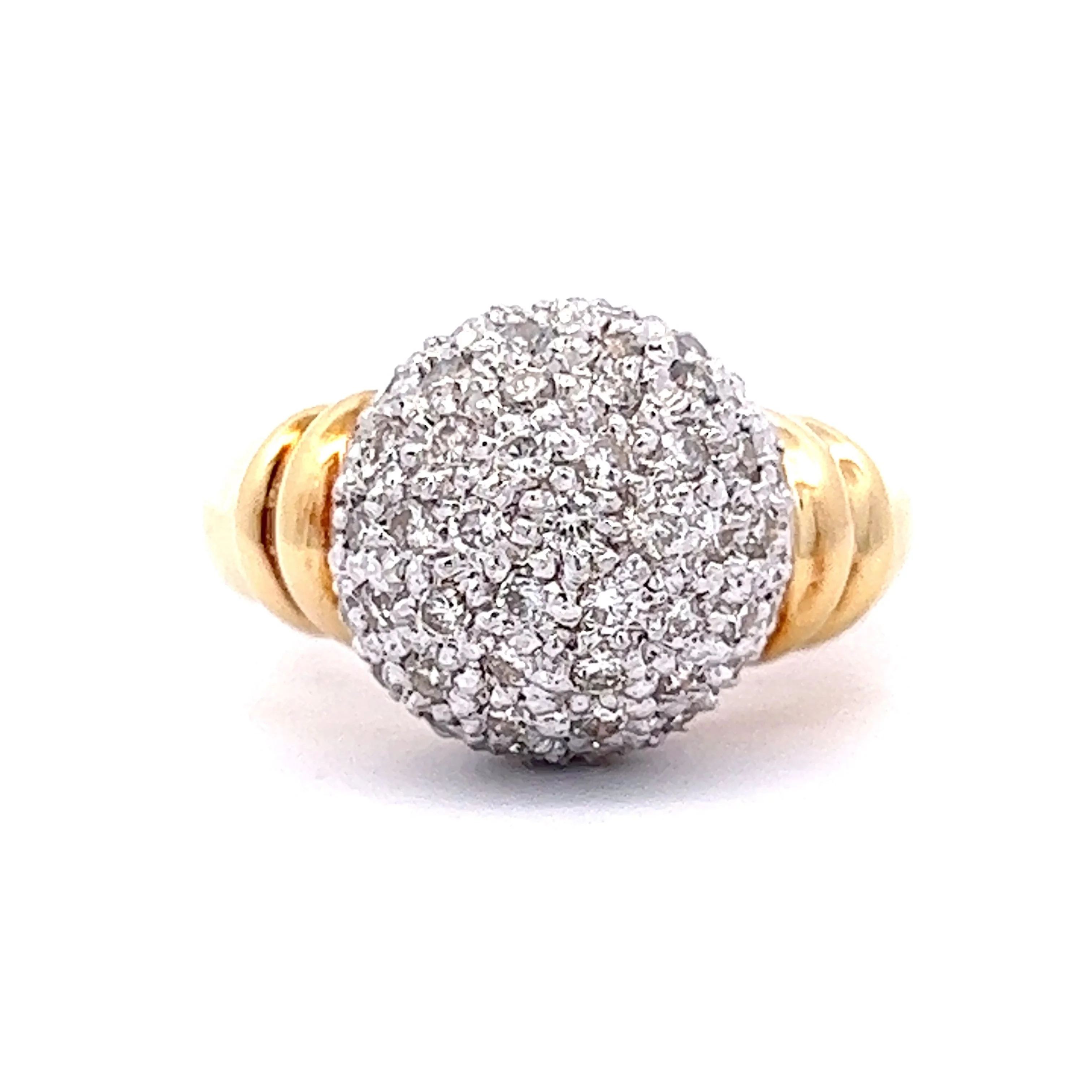 1.00 Diamond Pave Cocktail Ring in 18k Yellow & Platinum