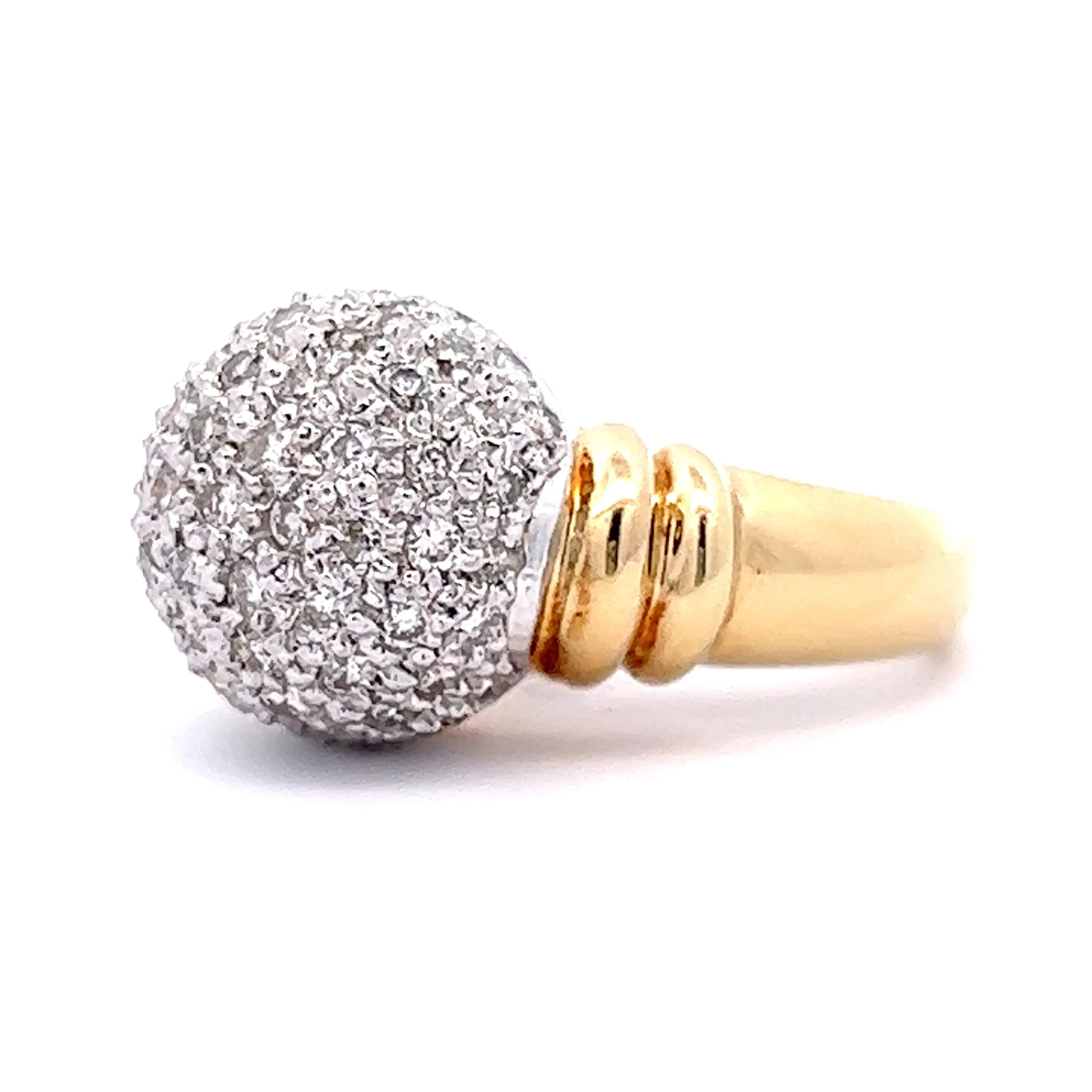 1.00 Diamond Pave Cocktail Ring in 18k Yellow & Platinum - Image 2