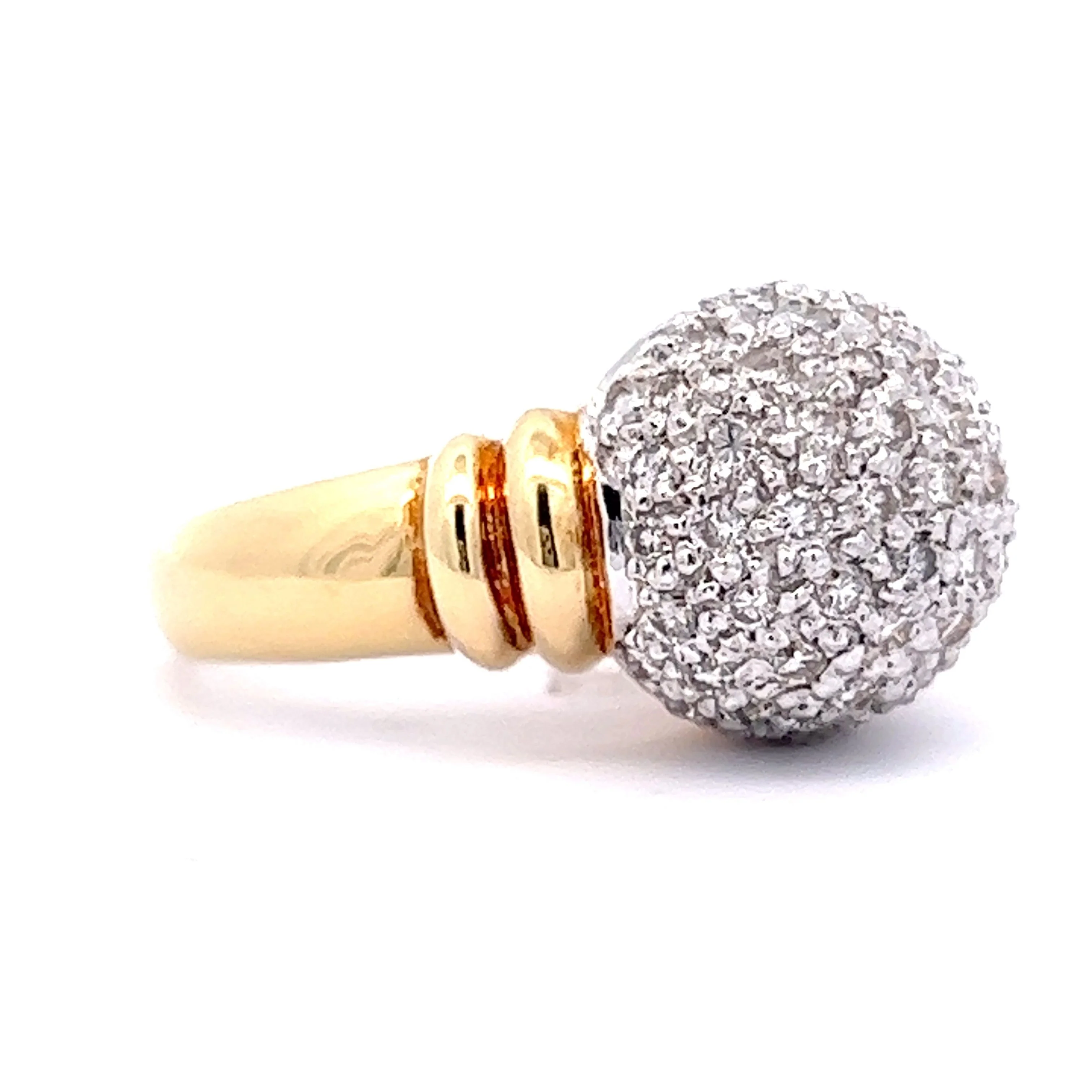 1.00 Diamond Pave Cocktail Ring in 18k Yellow & Platinum - Image 3