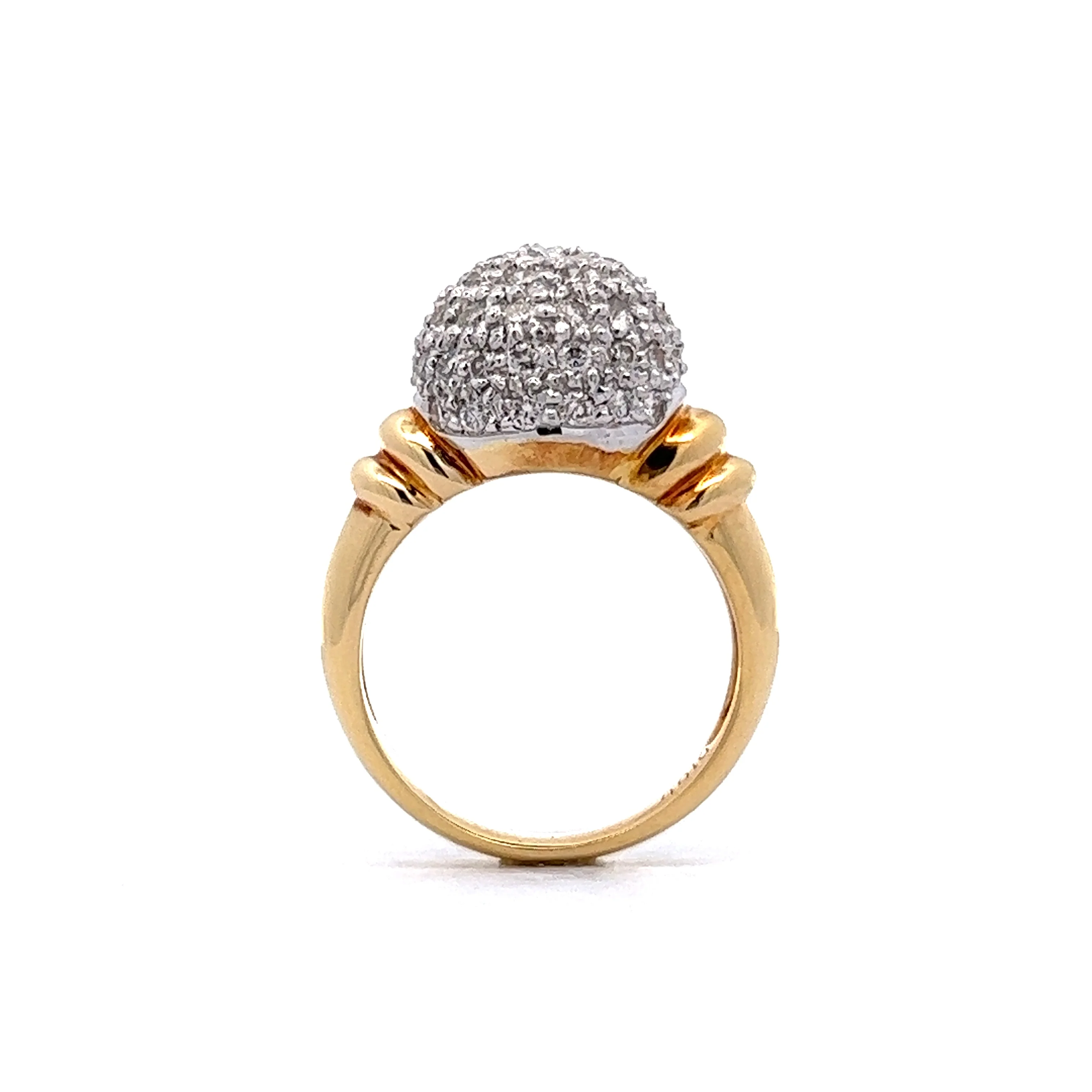 1.00 Diamond Pave Cocktail Ring in 18k Yellow & Platinum - Image 4