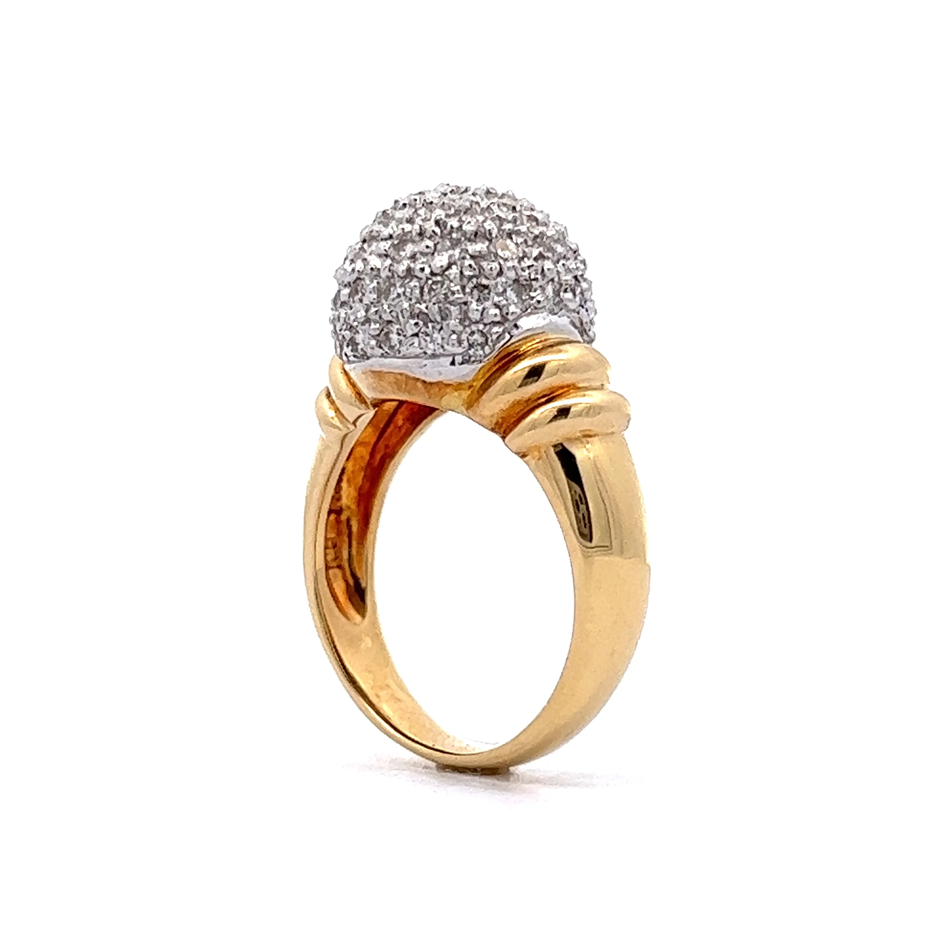 1.00 Diamond Pave Cocktail Ring in 18k Yellow & Platinum - Image 5
