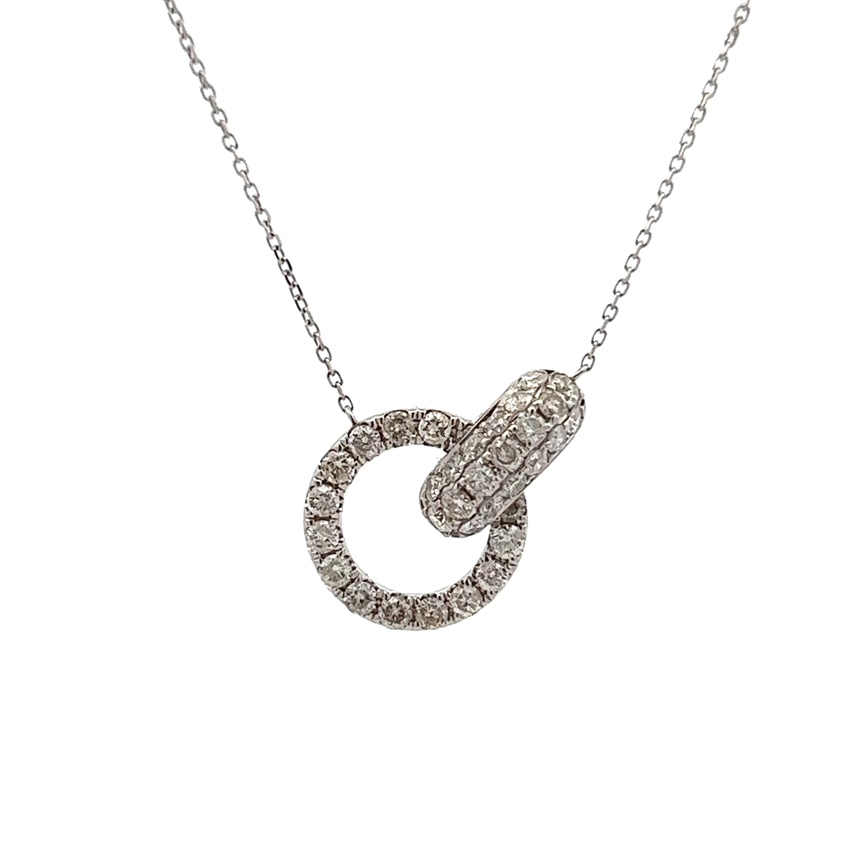 1.00 Diamond Pave Pendant Necklace in 14k White Gold
