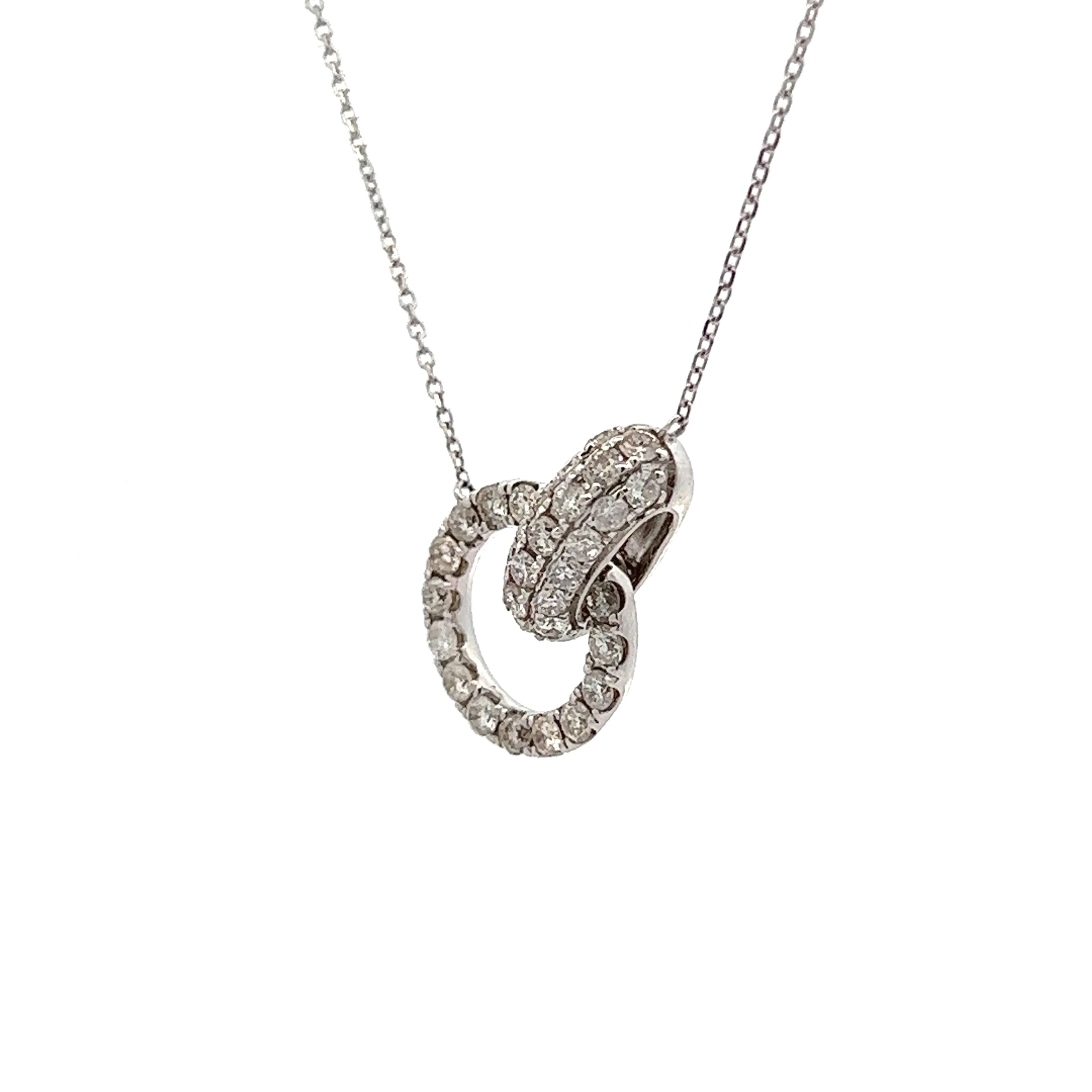 1.00 Diamond Pave Pendant Necklace in 14k White Gold - Image 2