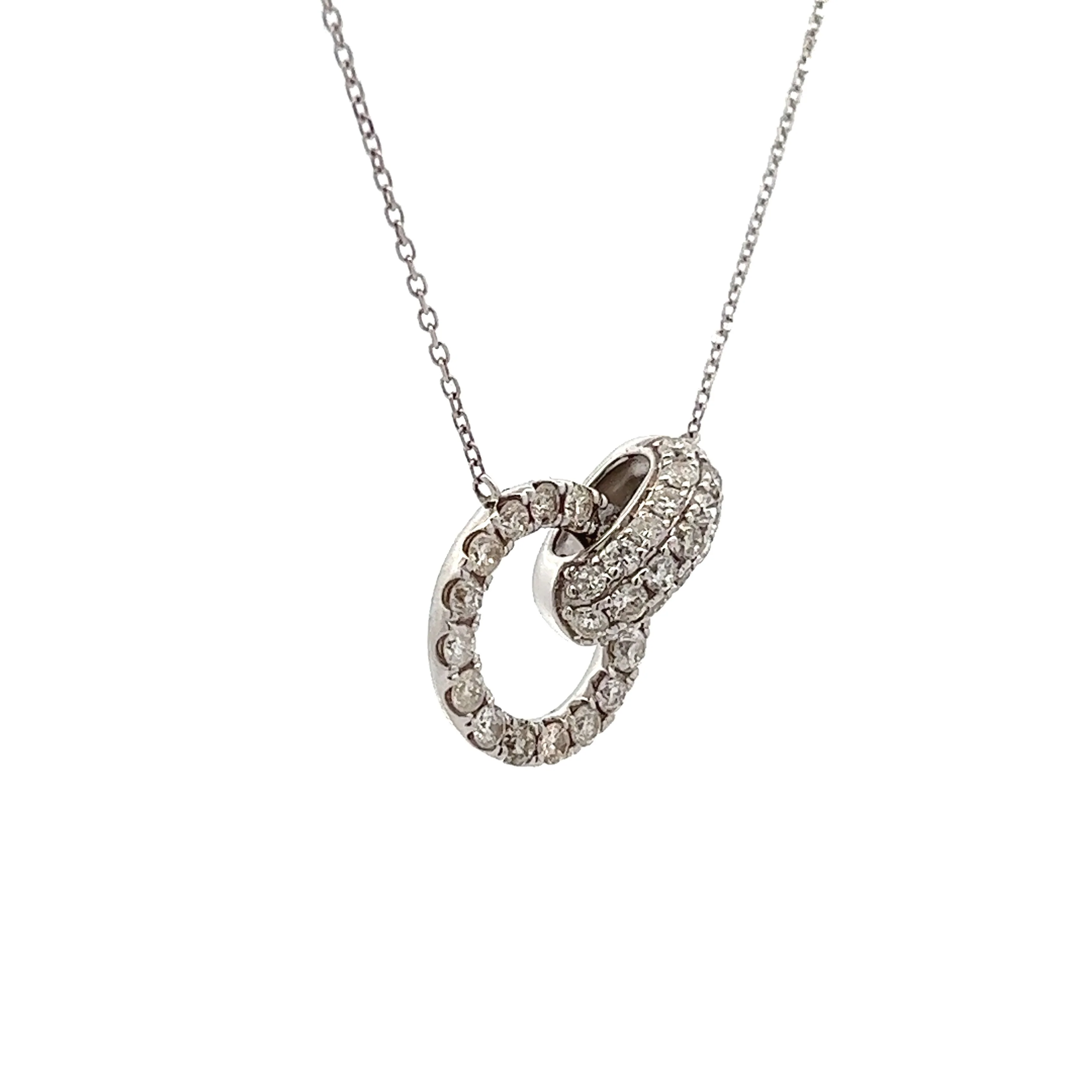 1.00 Diamond Pave Pendant Necklace in 14k White Gold - Image 3