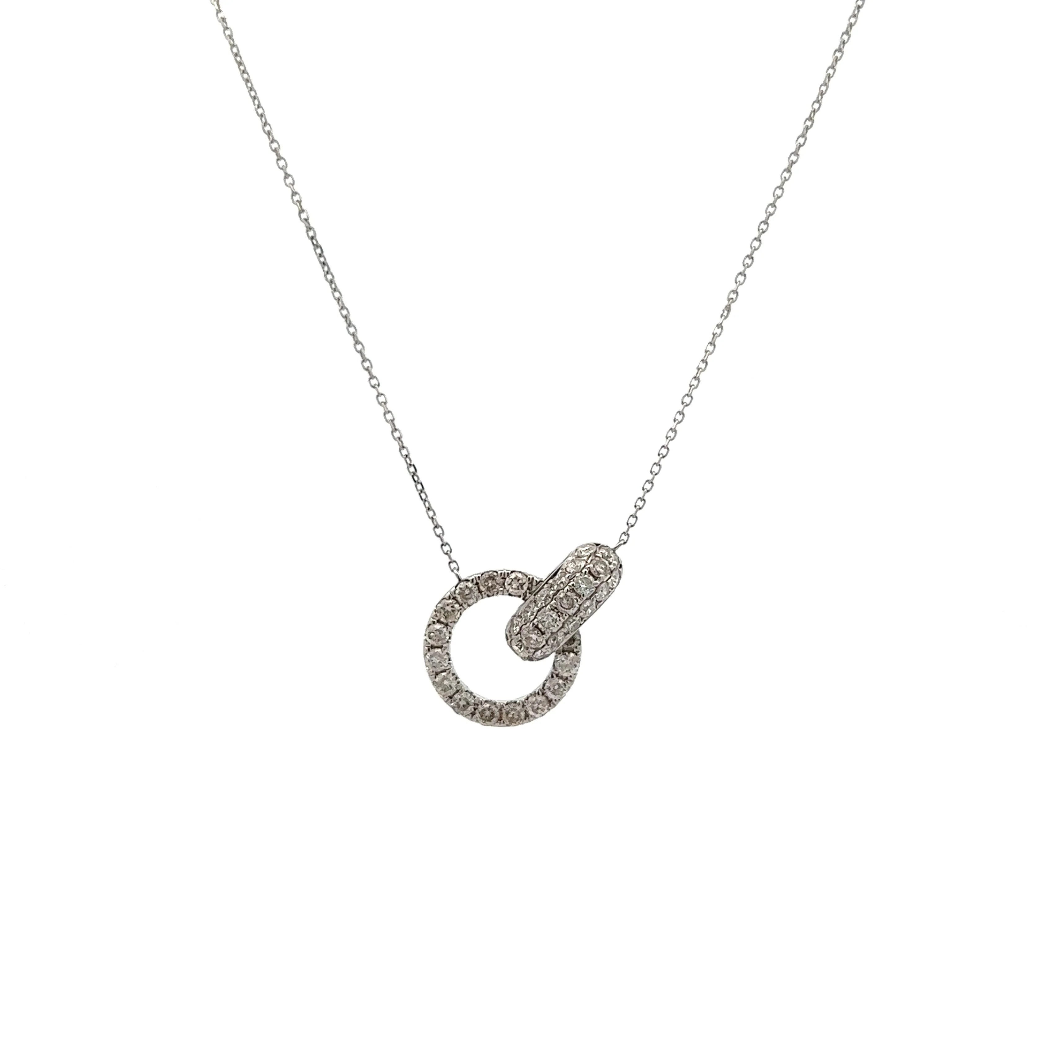 1.00 Diamond Pave Pendant Necklace in 14k White Gold - Image 4