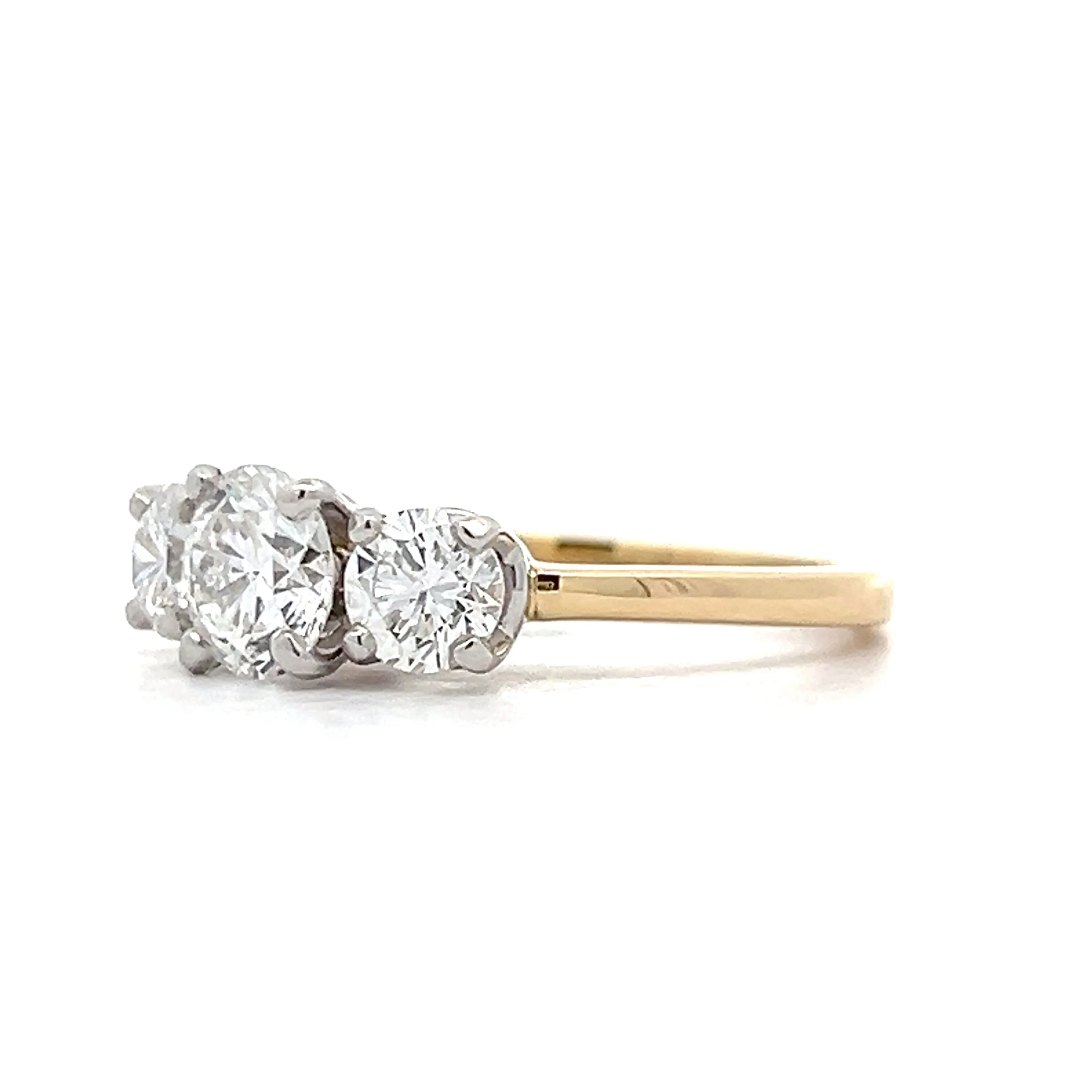 1.00 Diamond Three Stone Engagement Ring in Platinum/18k - Image 2