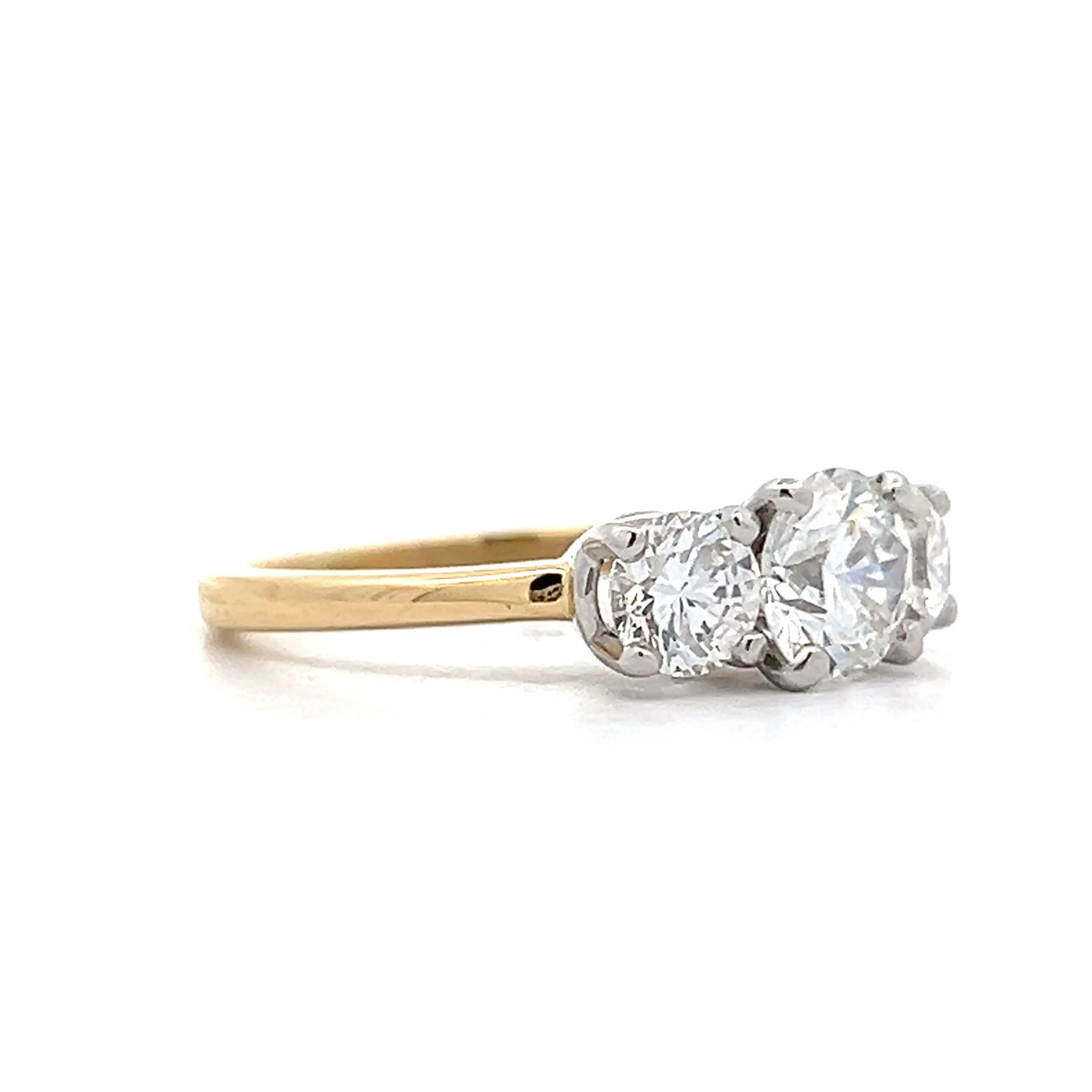 1.00 Diamond Three Stone Engagement Ring in Platinum/18k - Image 3