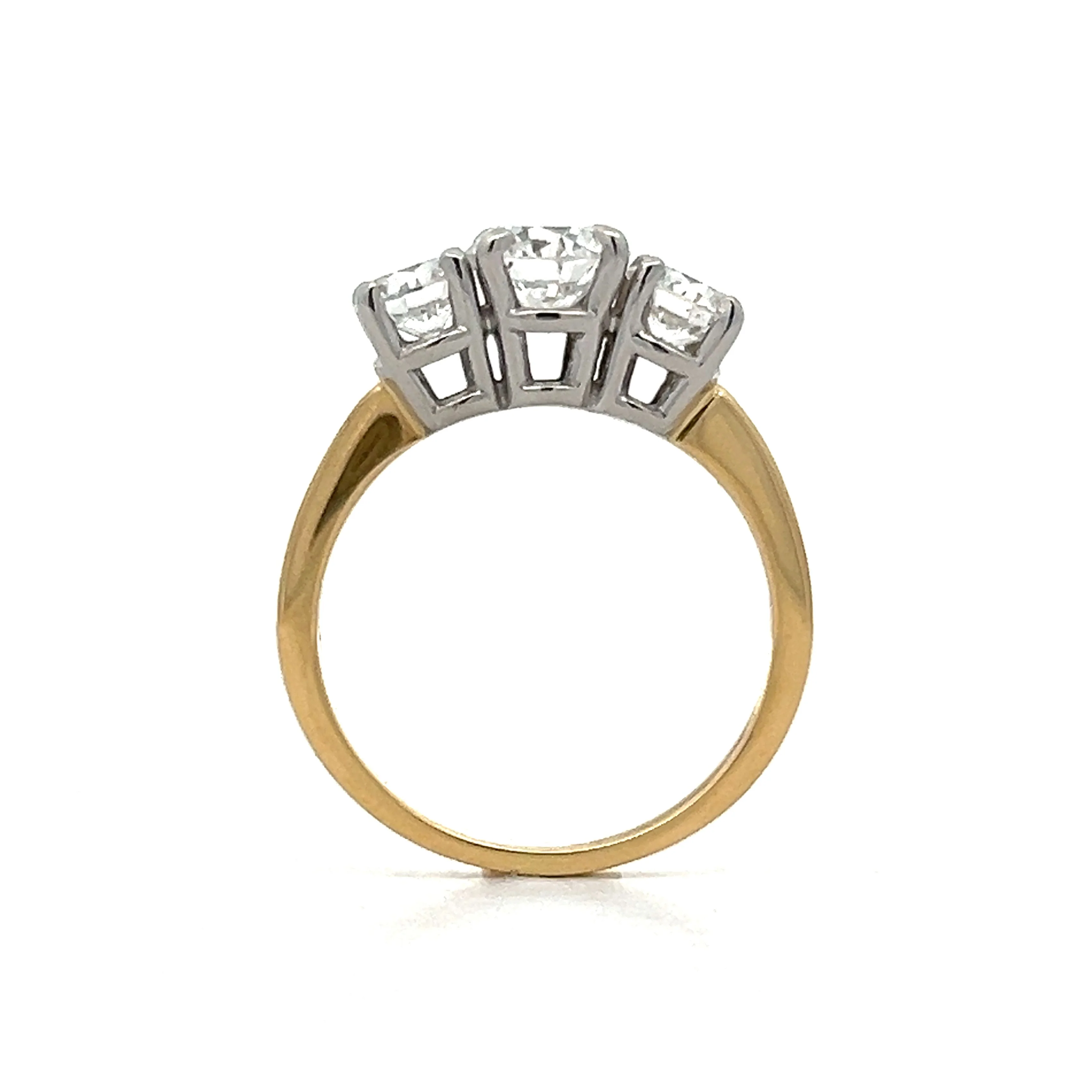 1.00 Diamond Three Stone Engagement Ring in Platinum/18k - Image 4