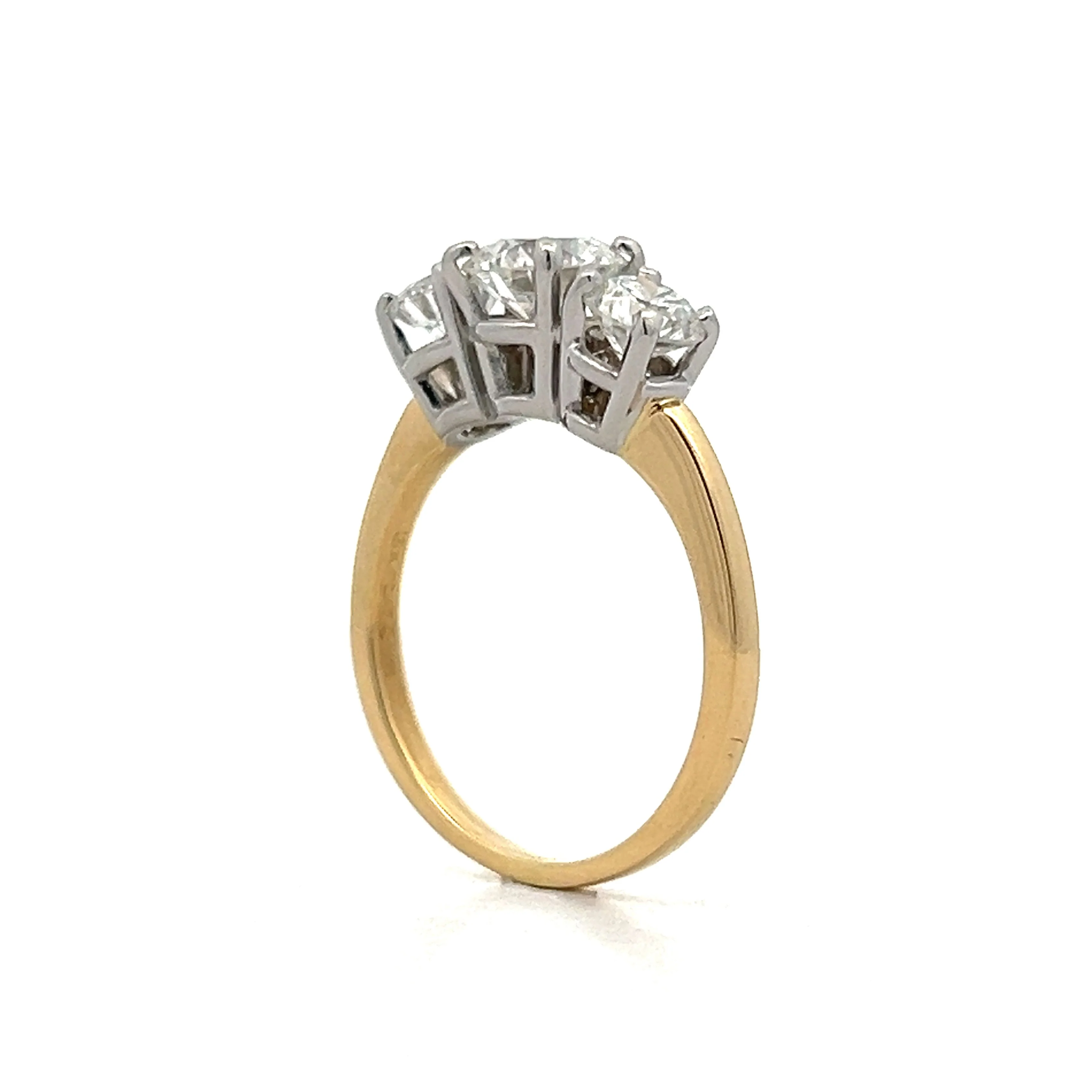 1.00 Diamond Three Stone Engagement Ring in Platinum/18k - Image 5