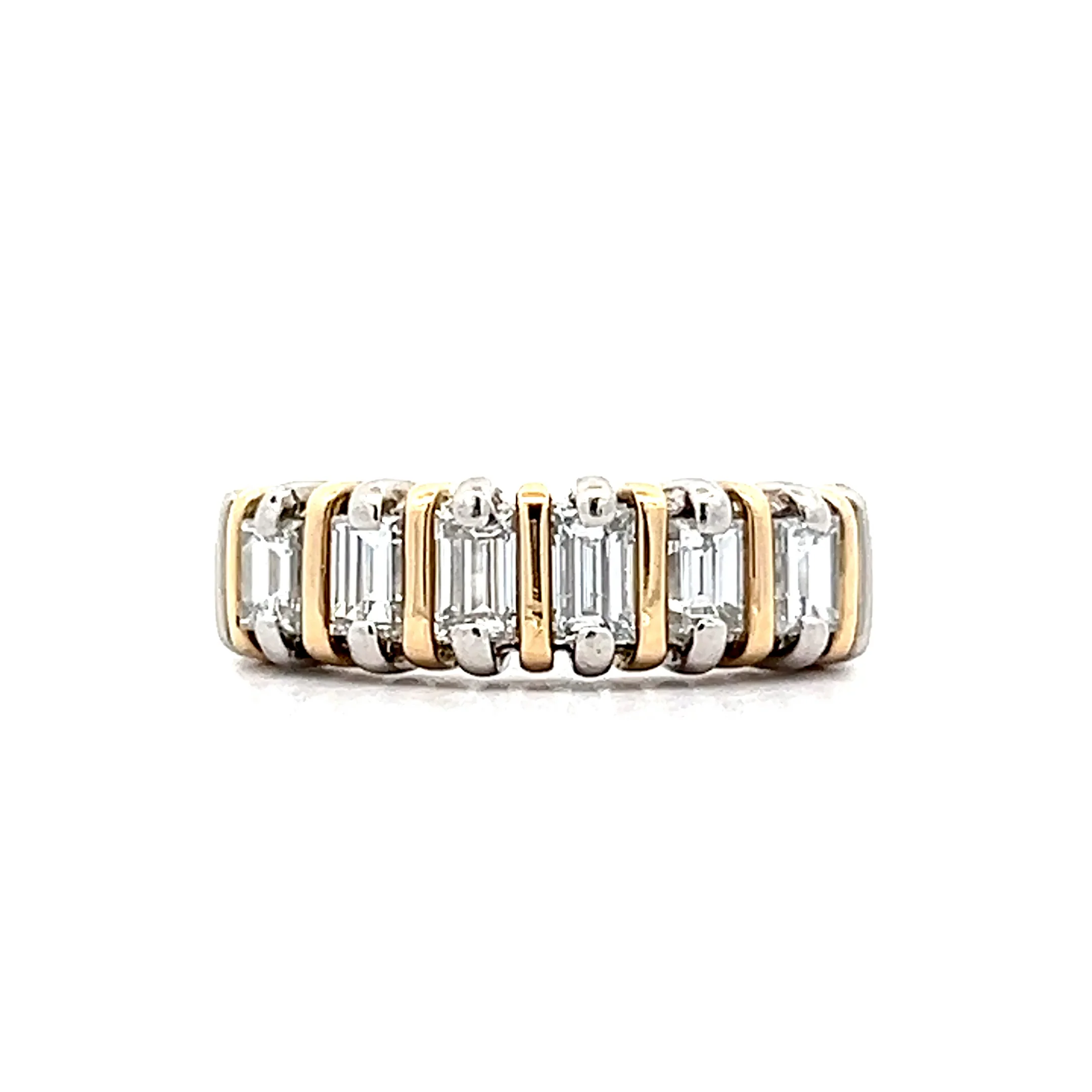 1.00 Emerald Cut Diamond Band in Platinum & 18k