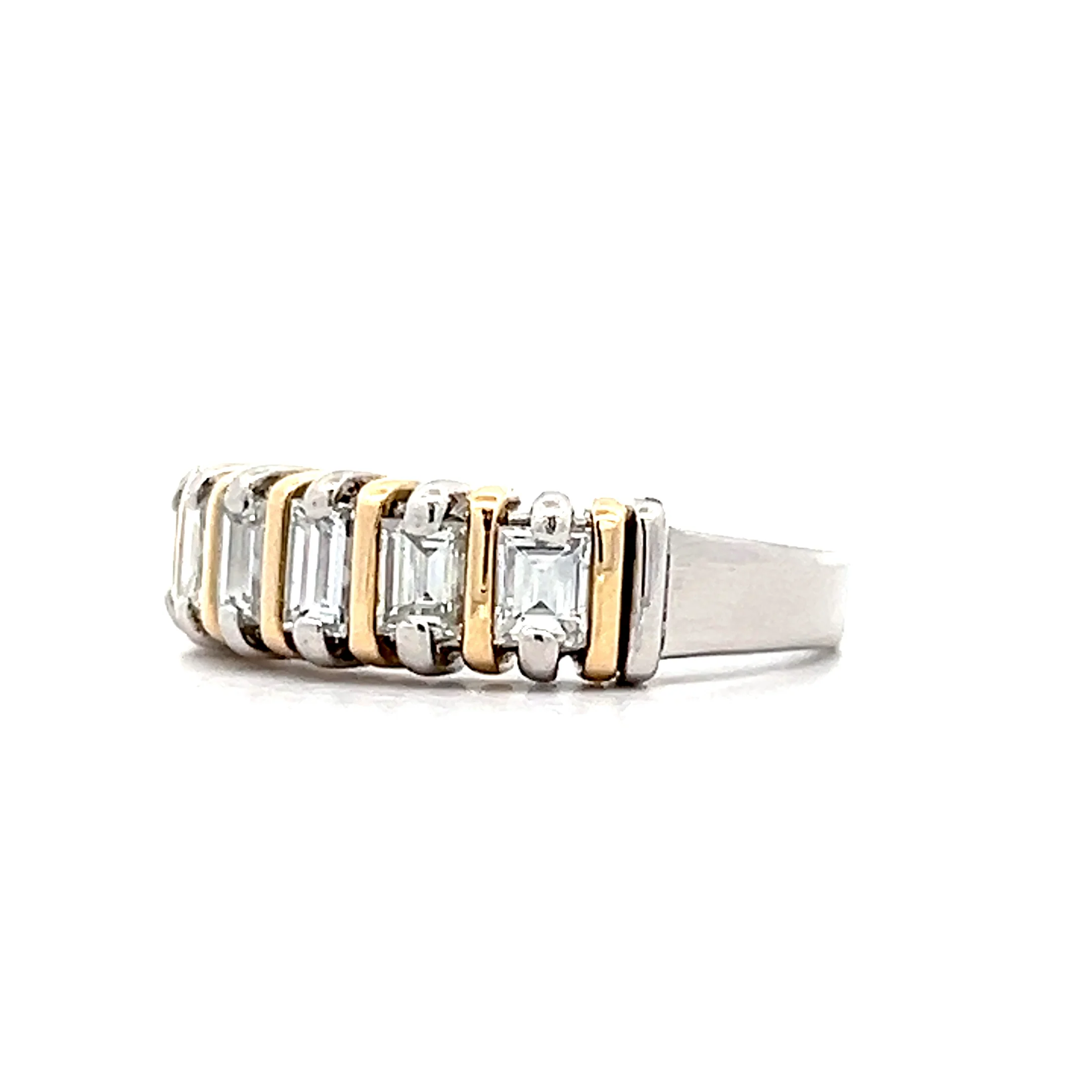 1.00 Emerald Cut Diamond Band in Platinum & 18k - Image 2
