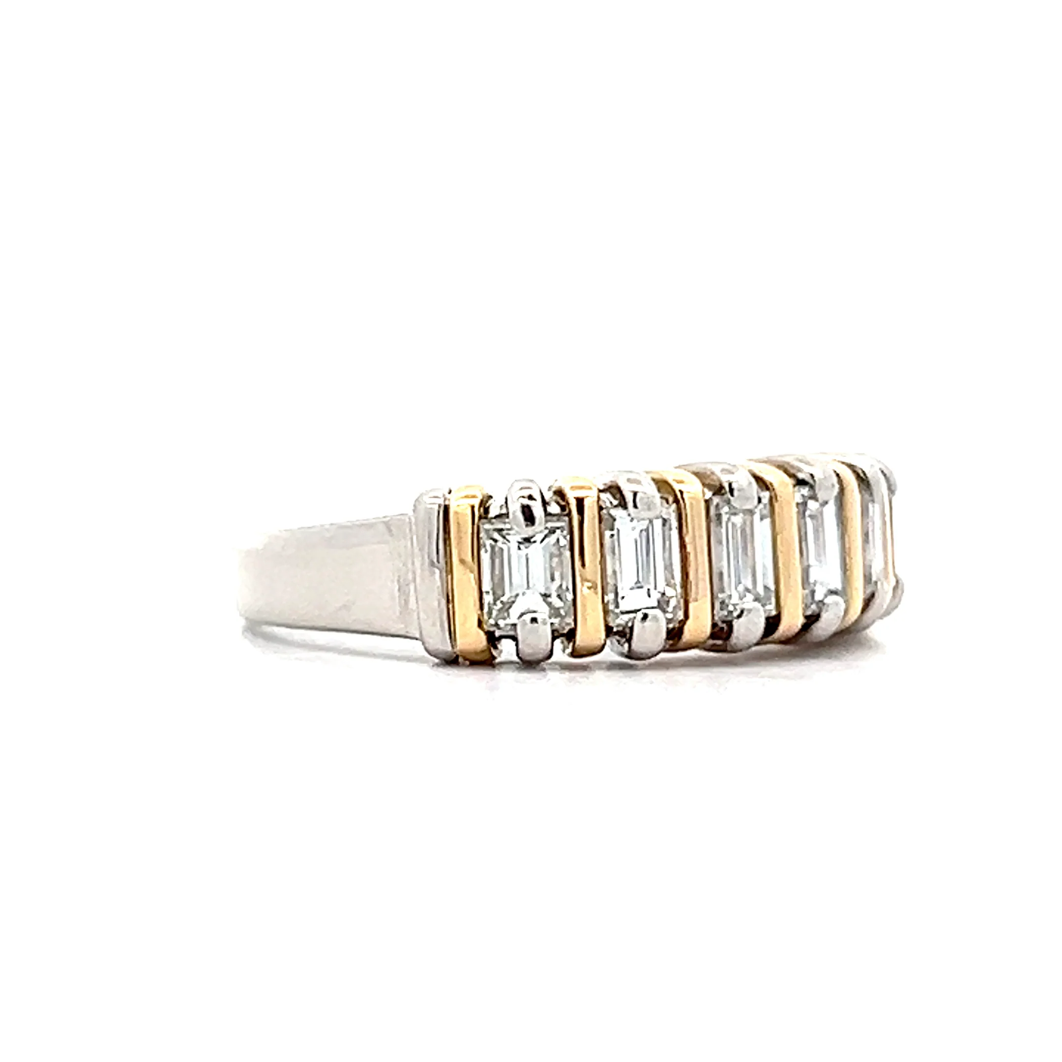 1.00 Emerald Cut Diamond Band in Platinum & 18k - Image 3
