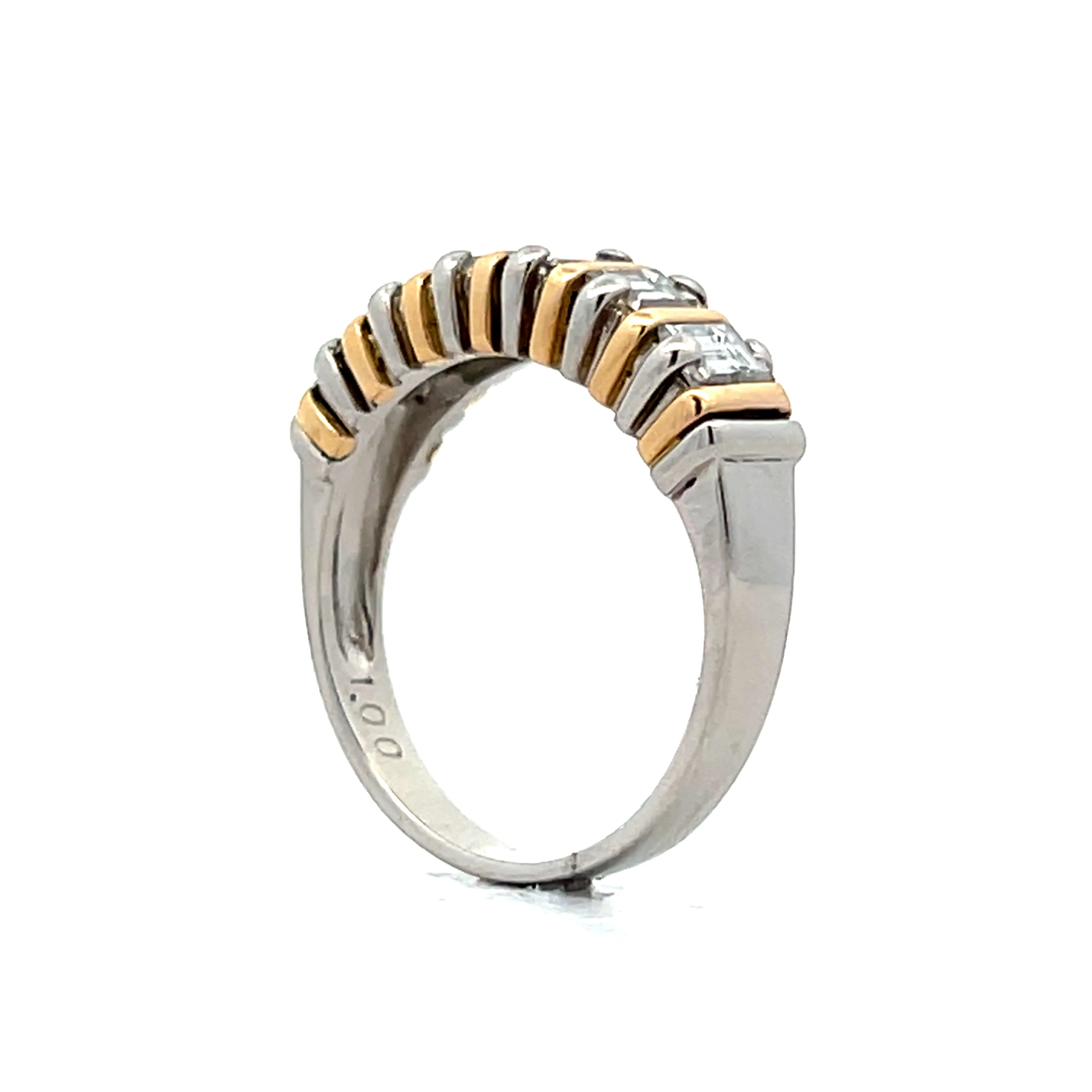 1.00 Emerald Cut Diamond Band in Platinum & 18k - Image 5